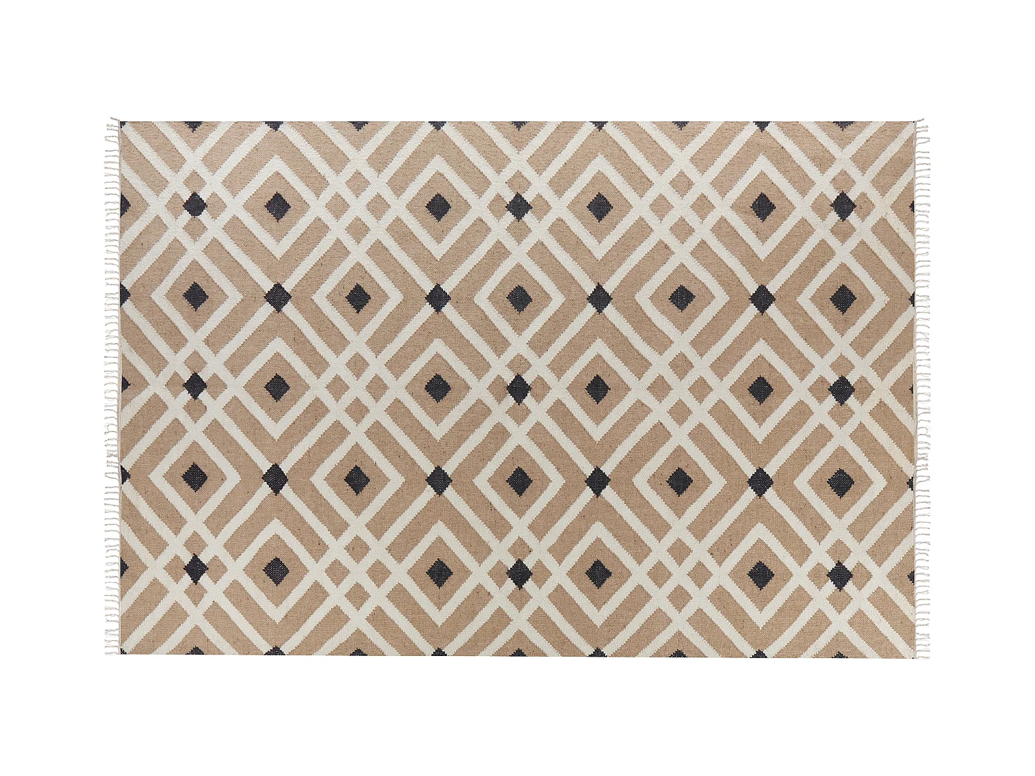 Teppich Jute beige / schwarz rechteckig 200x300 cm geometrisches Muster Esencik