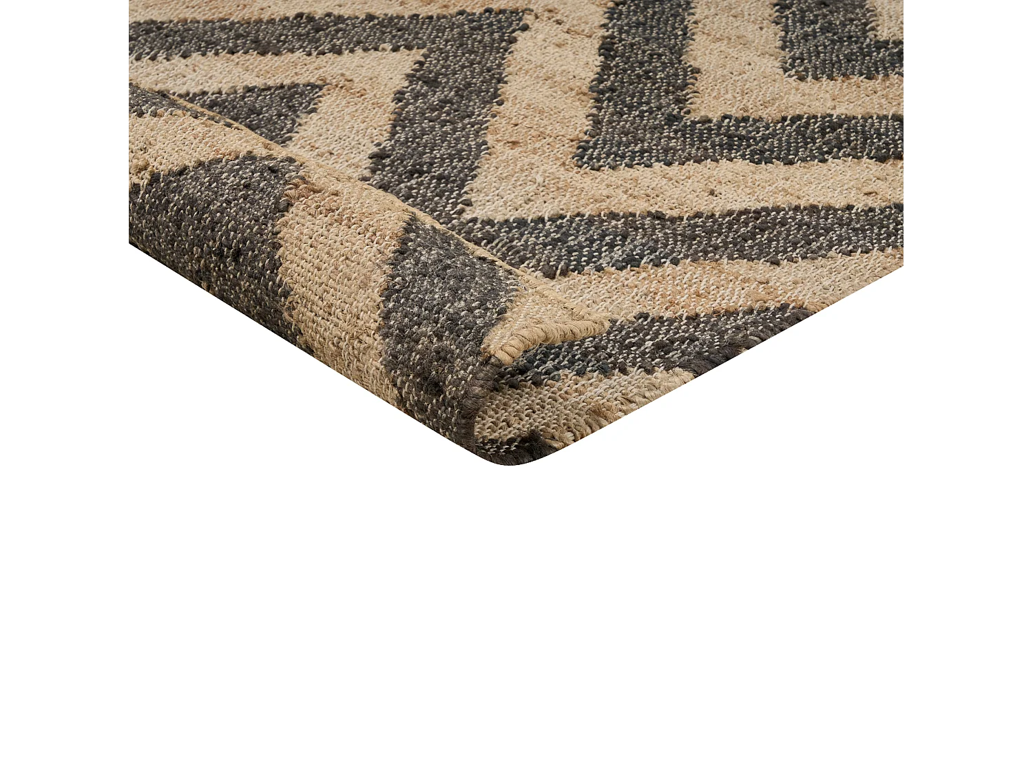 Teppich Jute beige / schwarz rechteckig 160x230 cm ZickZack Muster Dedepinari
