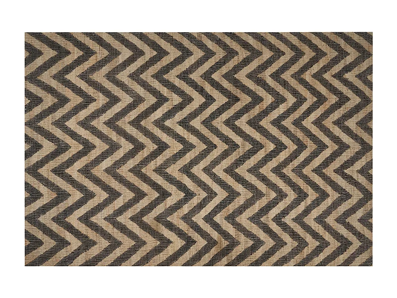 Teppich Jute beige / schwarz rechteckig 200x300 cm ZickZack Muster Dedepinari