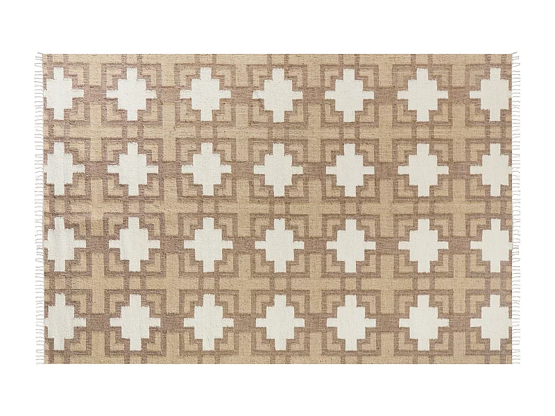 Teppich Jute beige rechteckig 200x300 cm geometrisches Muster Kurzflor Esencik