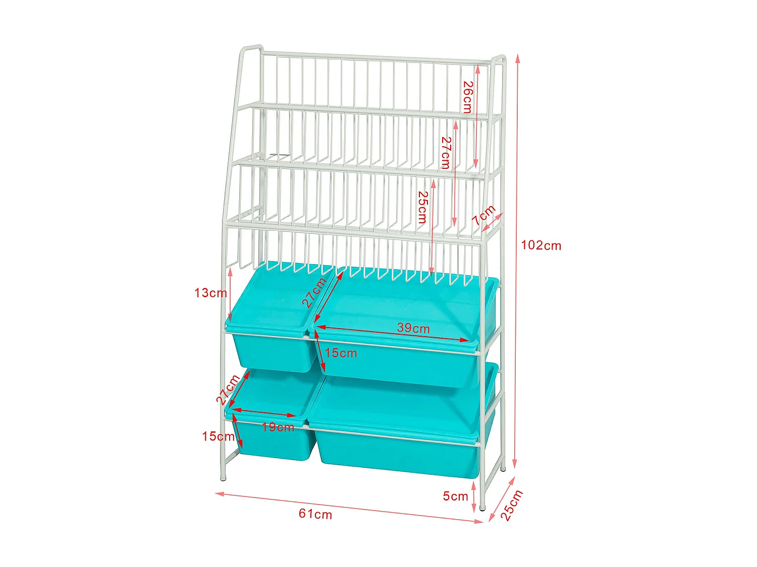 SoBuy KMB07-B Bibliothèque + Coffre de Rangement Coffre à Jouets Étagère à Livres pour Enfants Porte-Revues Étagère de Rangement Jouets