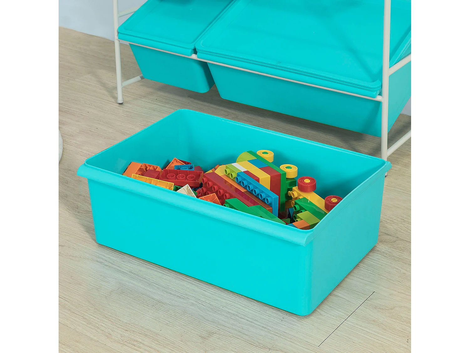 SoBuy KMB07-B Bibliothèque + Coffre de Rangement Coffre à Jouets Étagère à Livres pour Enfants Porte-Revues Étagère de Rangement Jouets