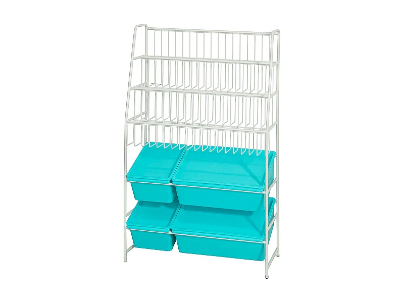 SoBuy KMB07-B Bibliothèque + Coffre de Rangement Coffre à Jouets Étagère à Livres pour Enfants Porte-Revues Étagère de Rangement Jouets