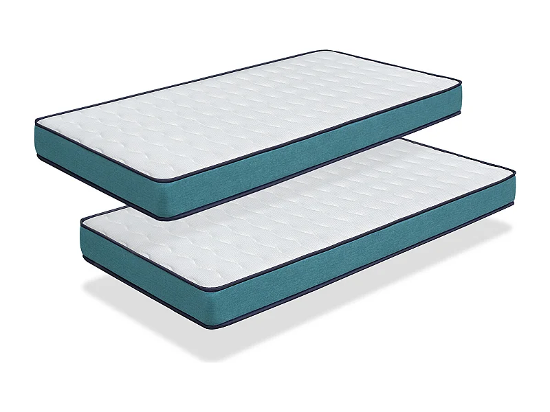 Matelas LOT 2 PROMO CONFORT 80X180 Épaisseur 14 CM, Memoire, Juvénil, idéal pour lits gigognes, lit cabane et Montessori