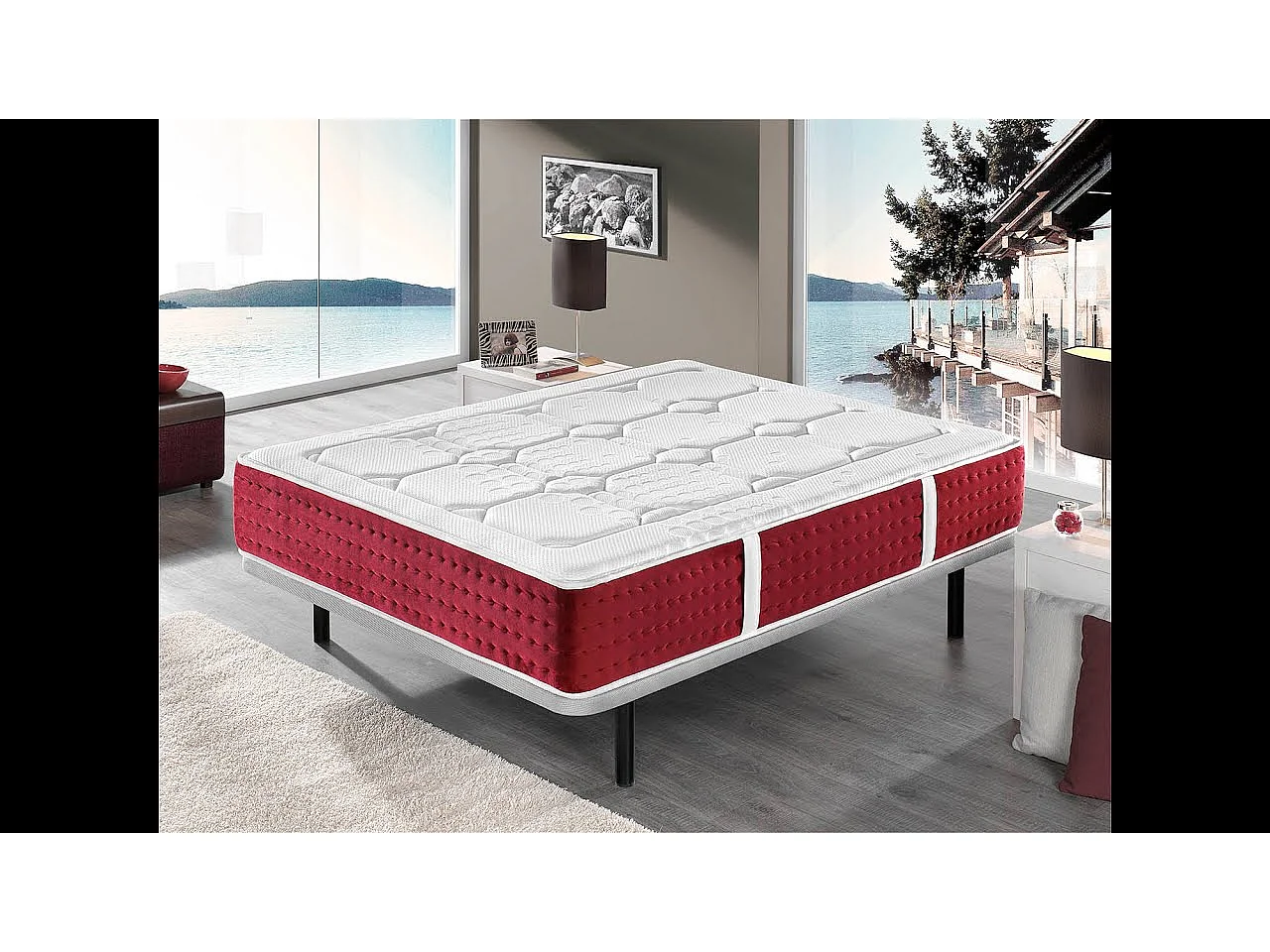 Matelas Ressorts ensaches 140X190 SPRING PREMIUM, Epaisseur 30 CM, Mousse mousse, 7 zones de confort
