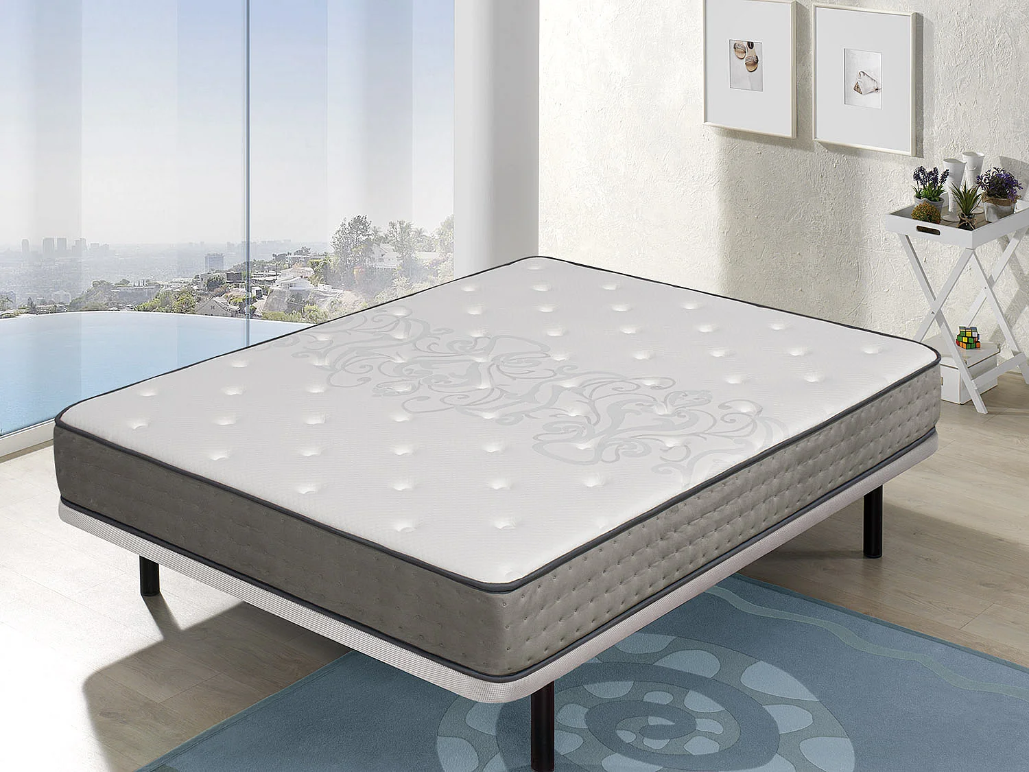 Matratze 200x200 HERA SPRING - H3 - Hohe 20 cm Taschenfedern -viskoelastische auf beiden Seiten DORMISSIMO