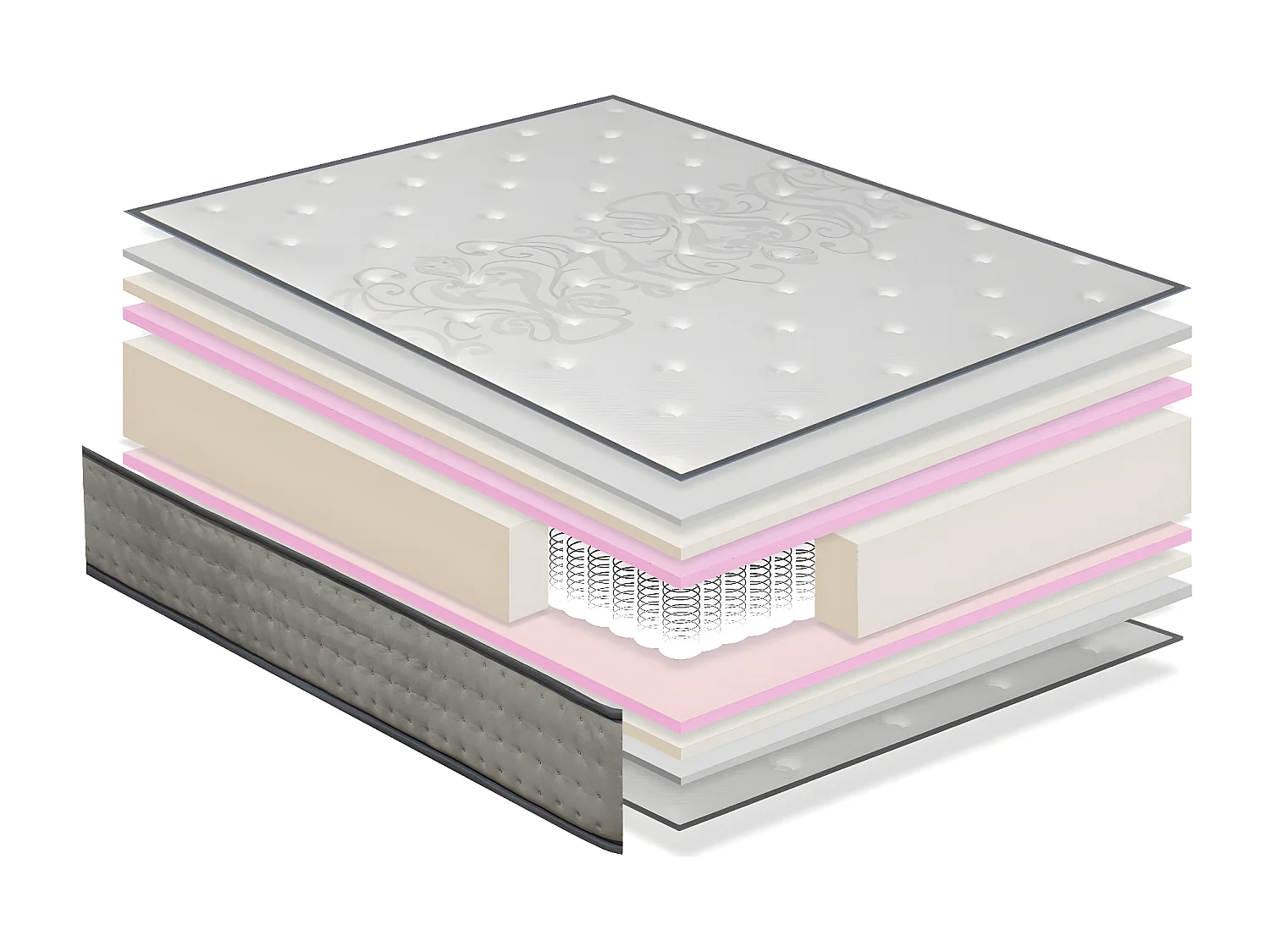Matratze 200x200 HERA SPRING - H3 - Hohe 20 cm Taschenfedern -viskoelastische auf beiden Seiten DORMISSIMO