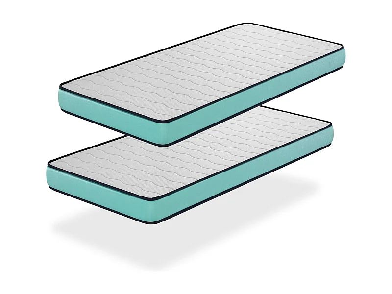 Matelas LOT 2 PROMO CONFORT 80x160 Épaisseur 14 CM – Rembourrage super soft - Juvénil - idéal pour les lits gigognes