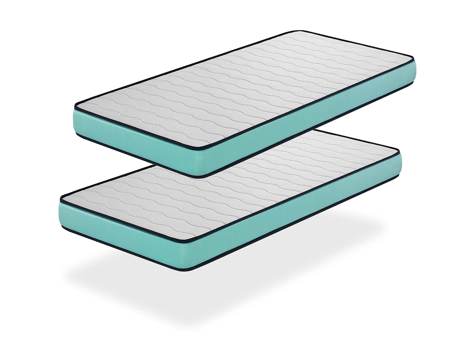 Lot de 2 Matelas PROMO CONFORT en Mousse 80x190 cm | Junior | Hauteur 14 cm | Accueil Souple | Lits Gigognes