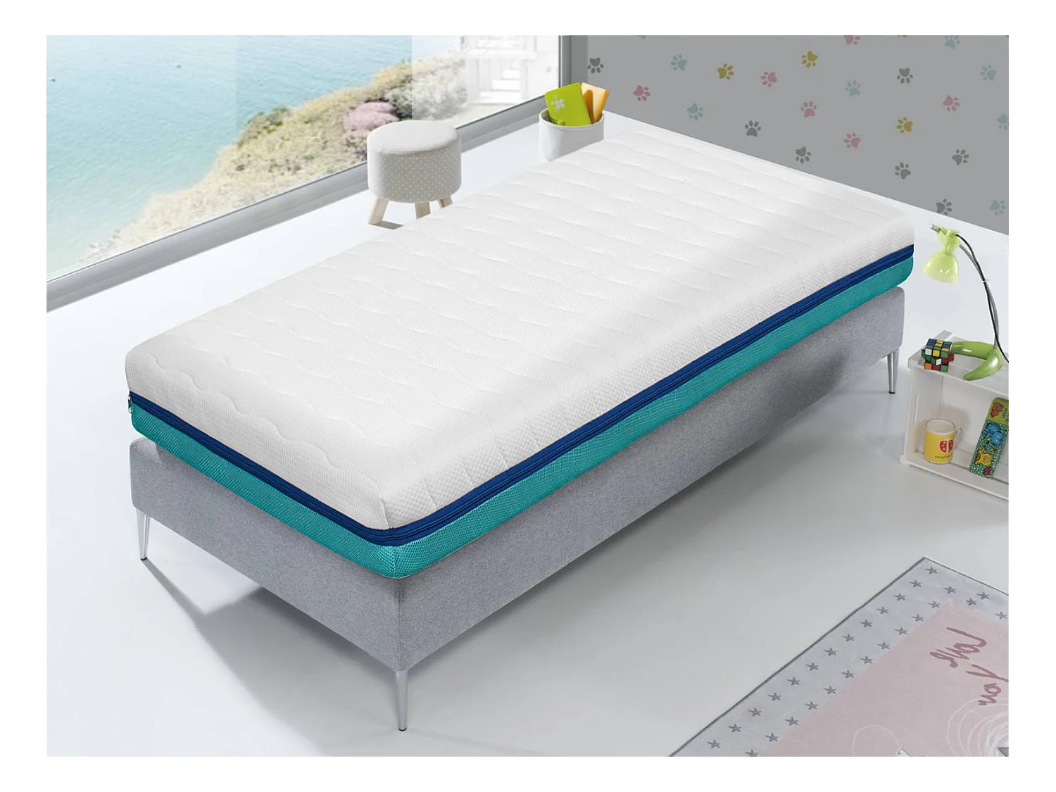 LOT X2 Matratze 80X180 PROMO BASIC , Hohe 13 CM, Bezug, Ergonomisch, Atmungsaktiv, Waschbar, Memory. Ideal für Ausziehbetten
