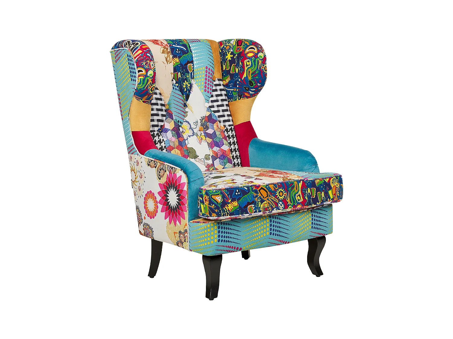Poltrona Wingback MOLDE Tessuto Blu