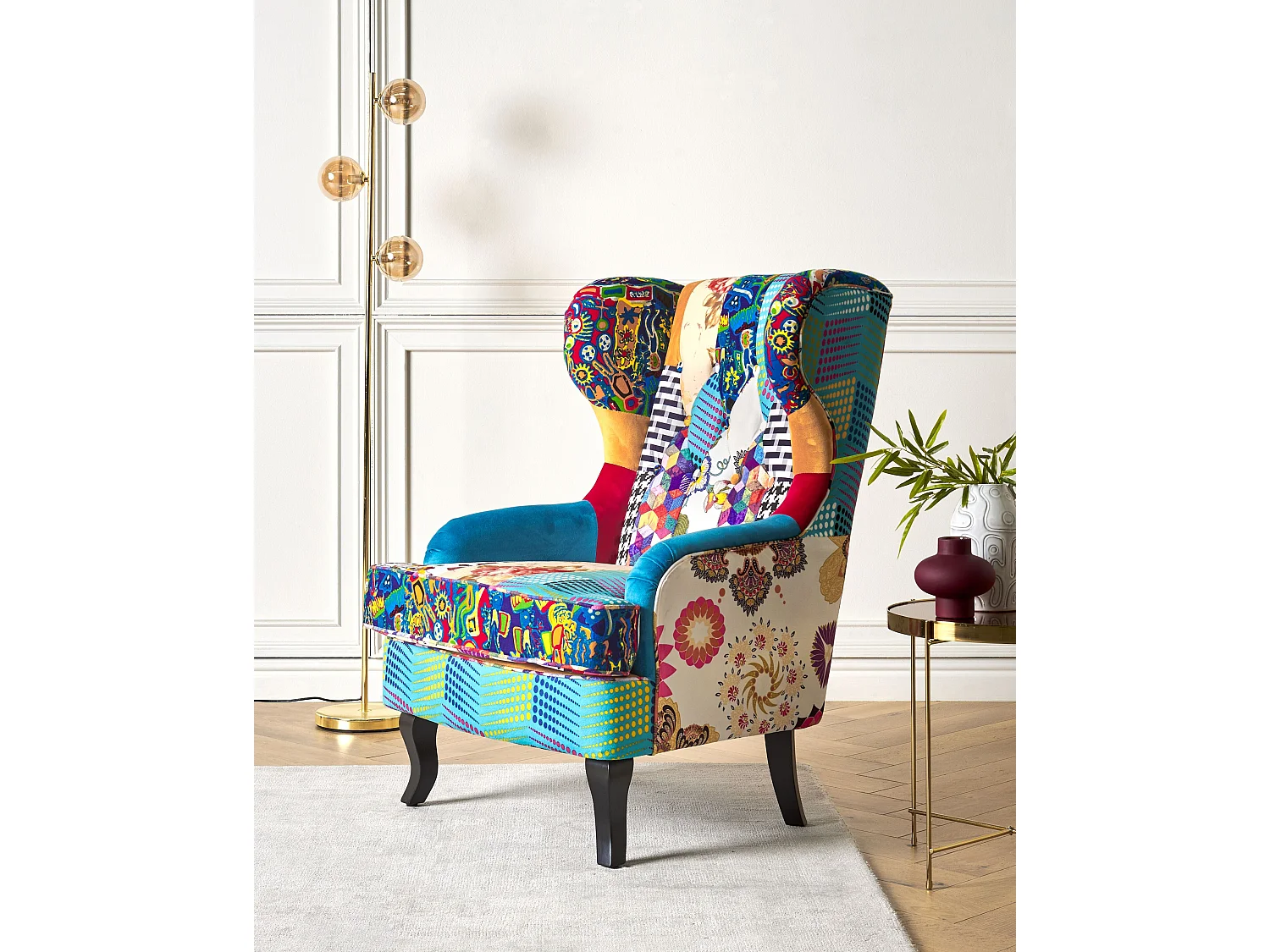 Fauteuil à oreilles MOLDE Tissu Bleu