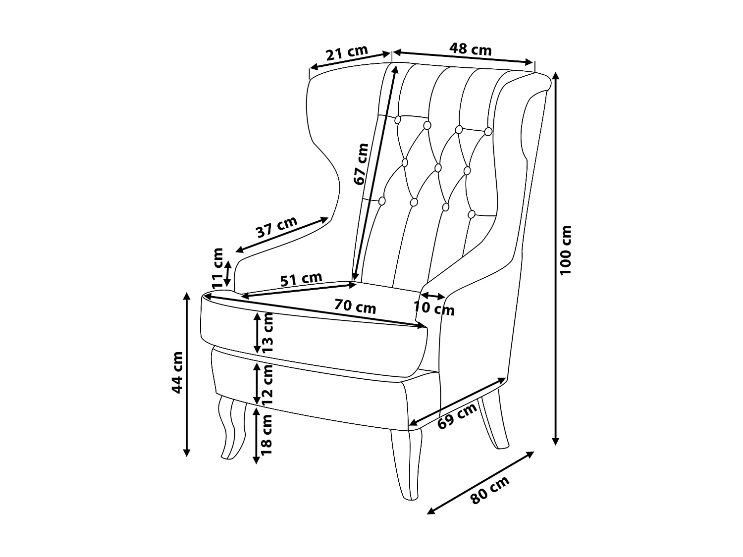 Fauteuil à oreilles MOLDE Tissu Bleu