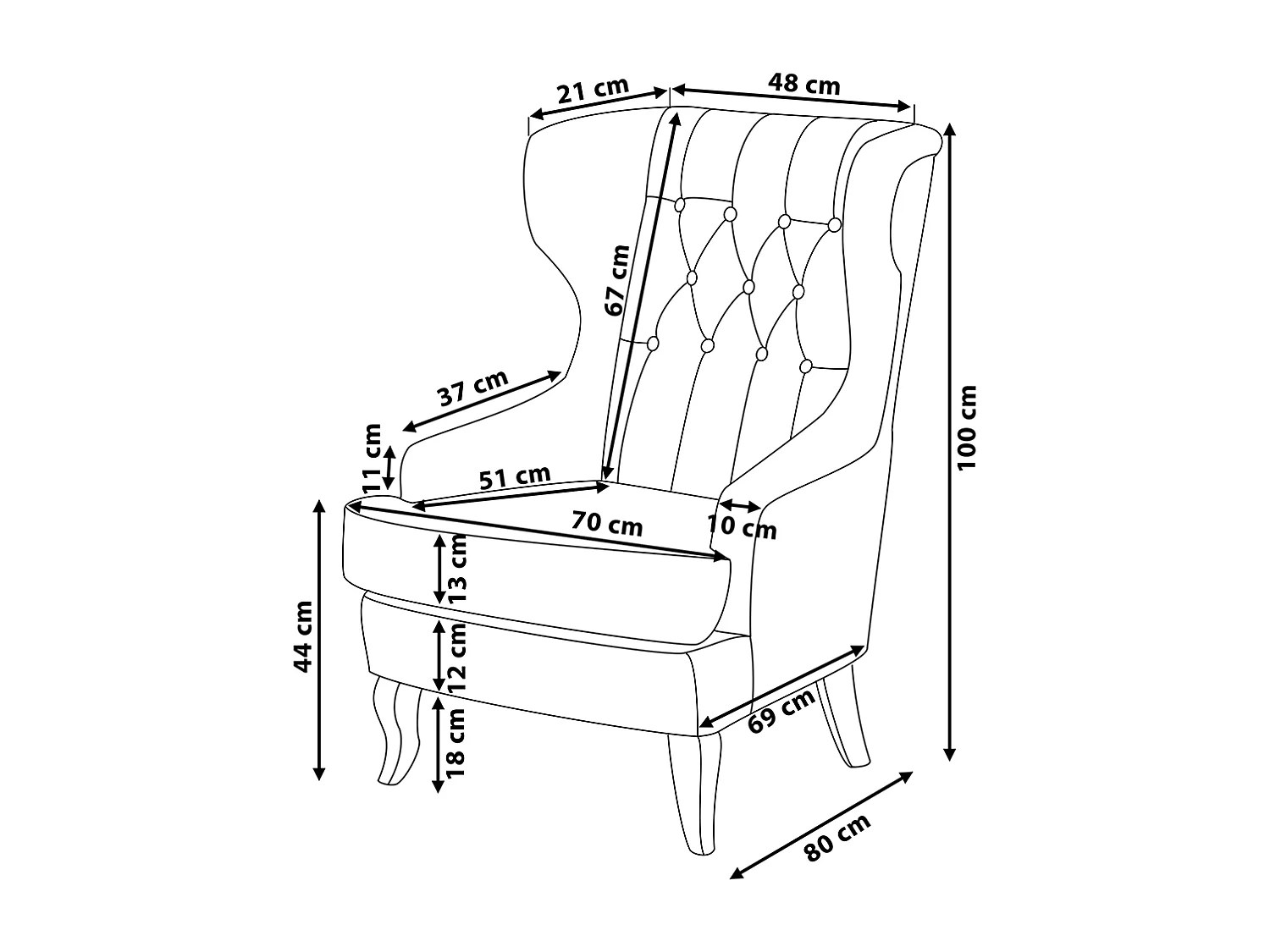 Poltrona Wingback MOLDE Tessuto Blu