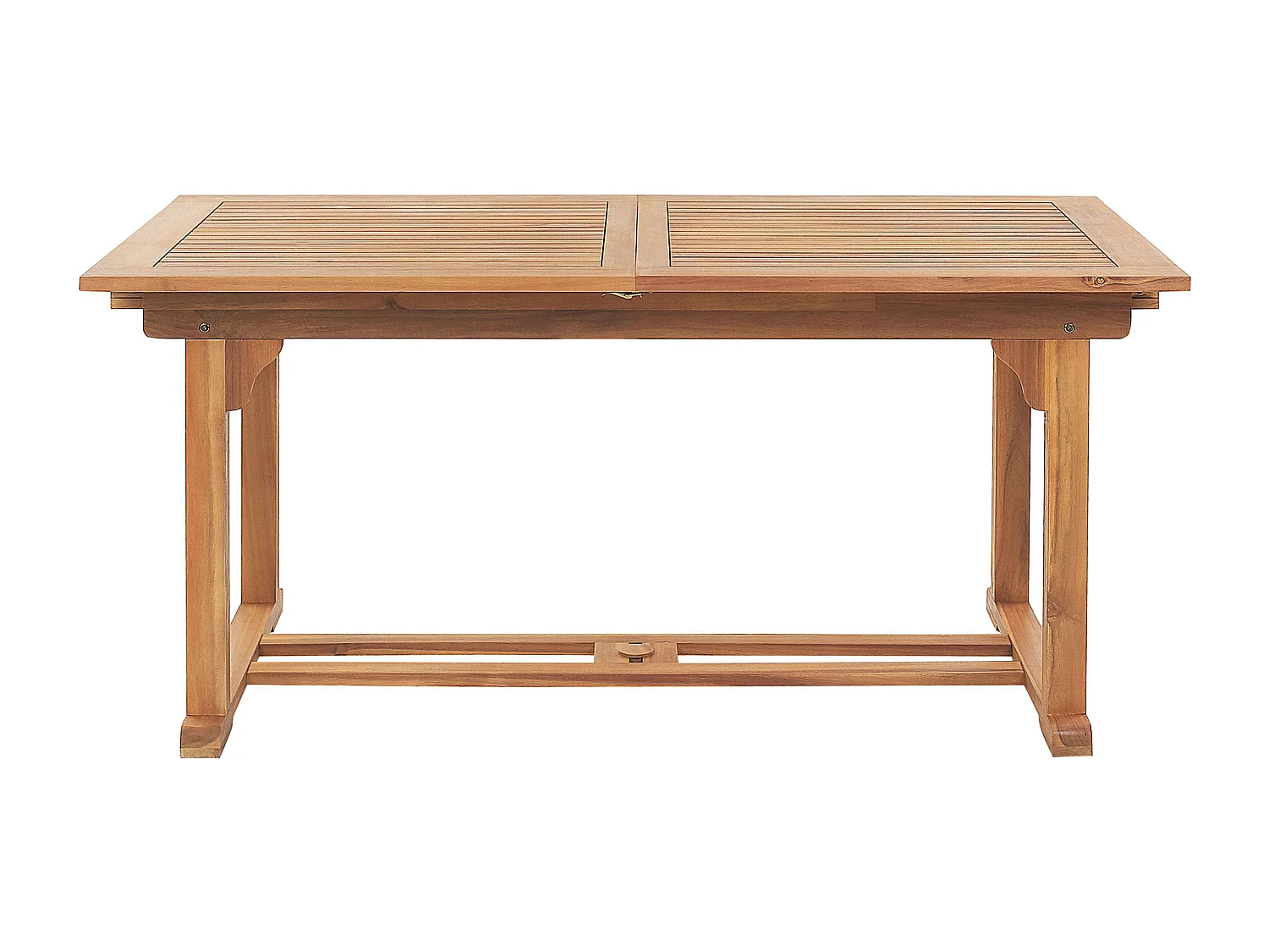 Conjunto de refeições de jardim 6 lugares JAVA com guarda-sol (12 opções) Madeira de acácia Castanho claro