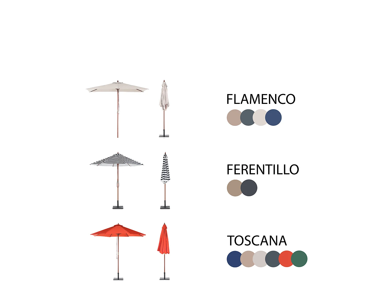 Salle à manger de jardin 6 places JAVA avec parasol (12 options) Acacia Marron clair