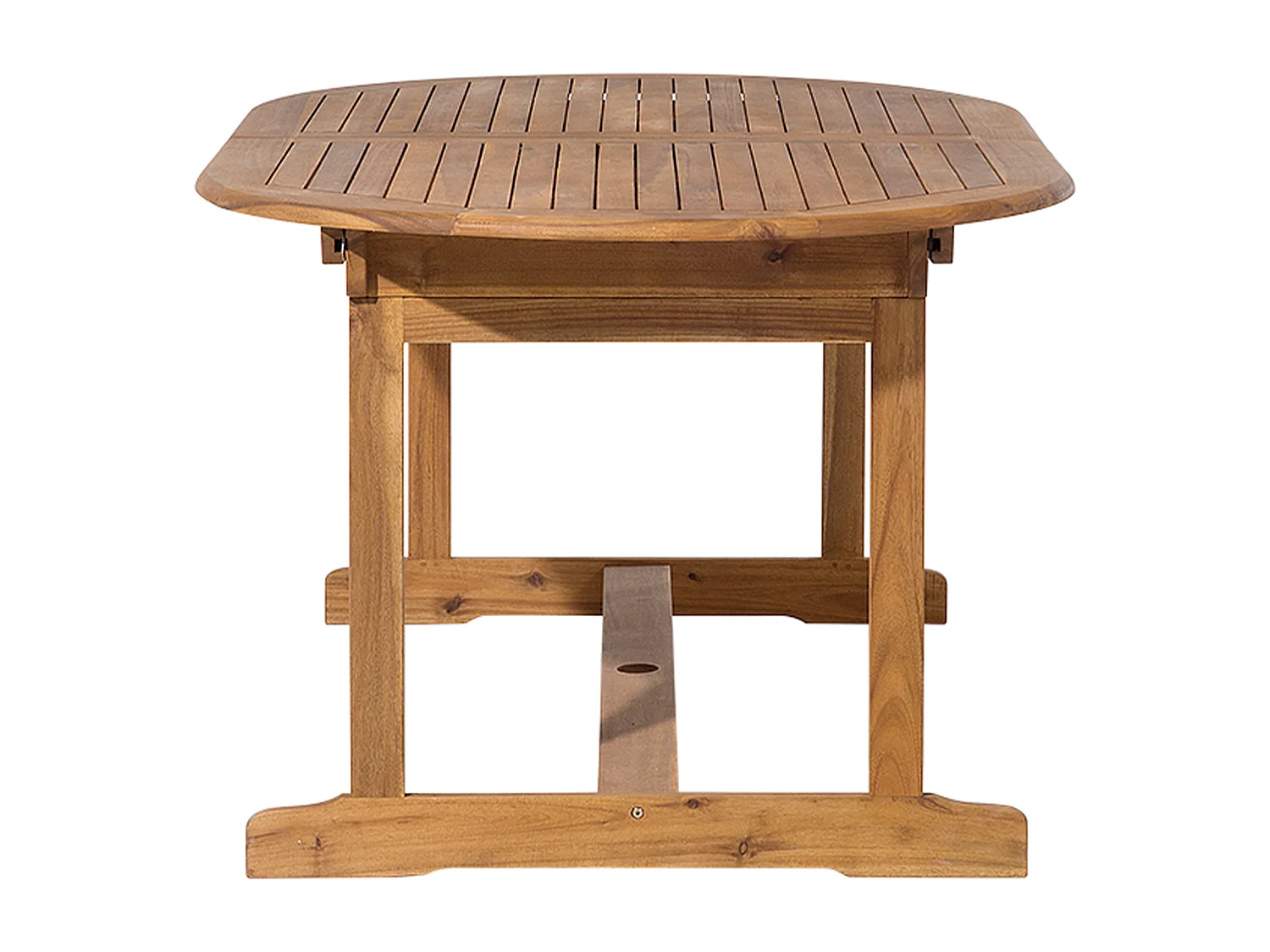 Conjunto de refeições de jardim 6 lugares MAUI com guarda-sol (12 opções) Madeira de acácia Castanho claro