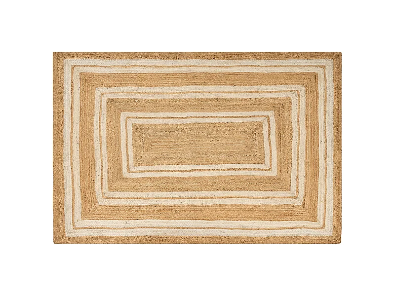 Teppich Jute beige rechteckig 200x300 cm geometrisches Muster geflochten Elmali