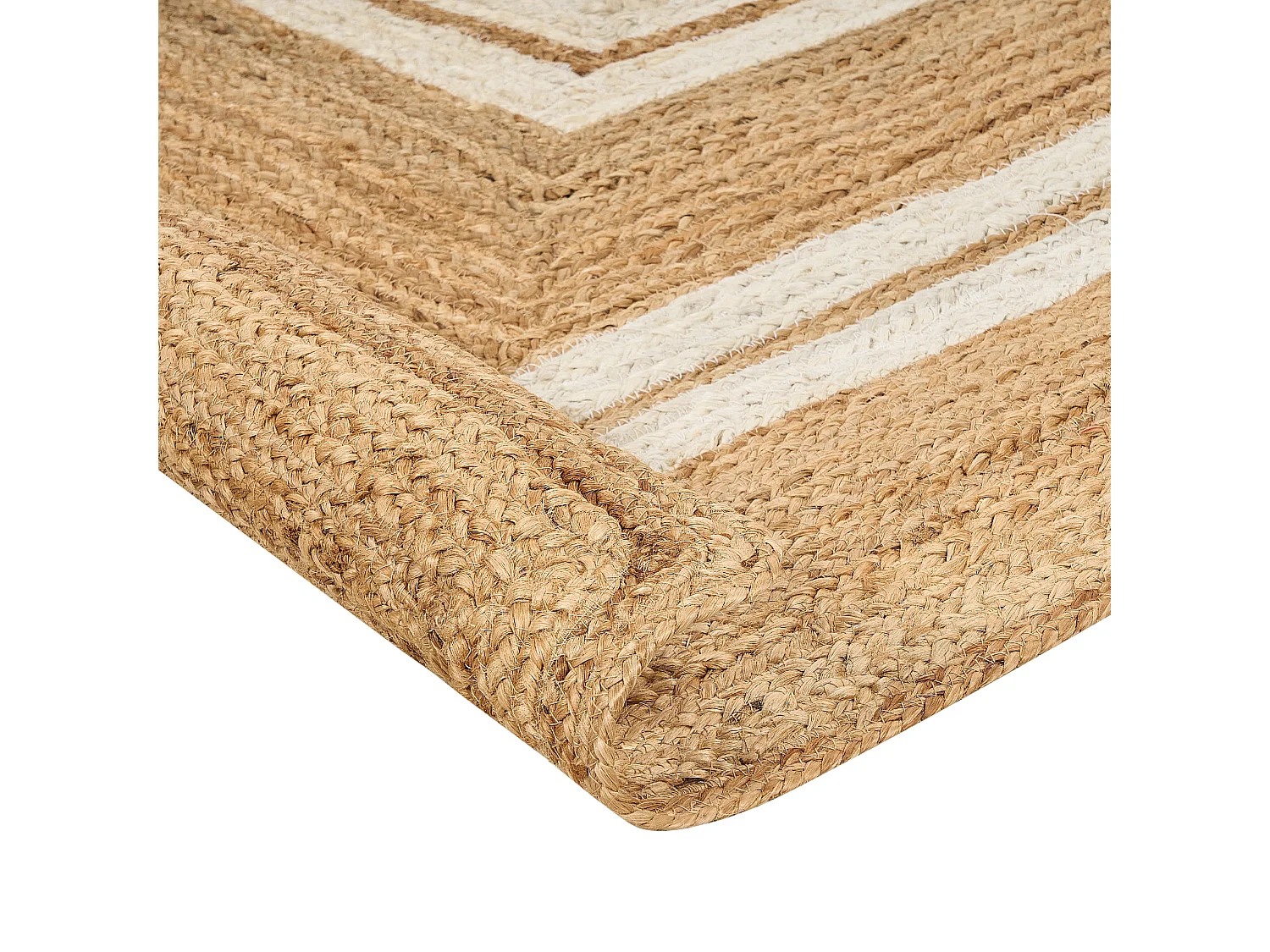 Teppich Jute beige rechteckig 200x300 cm geometrisches Muster geflochten Elmali