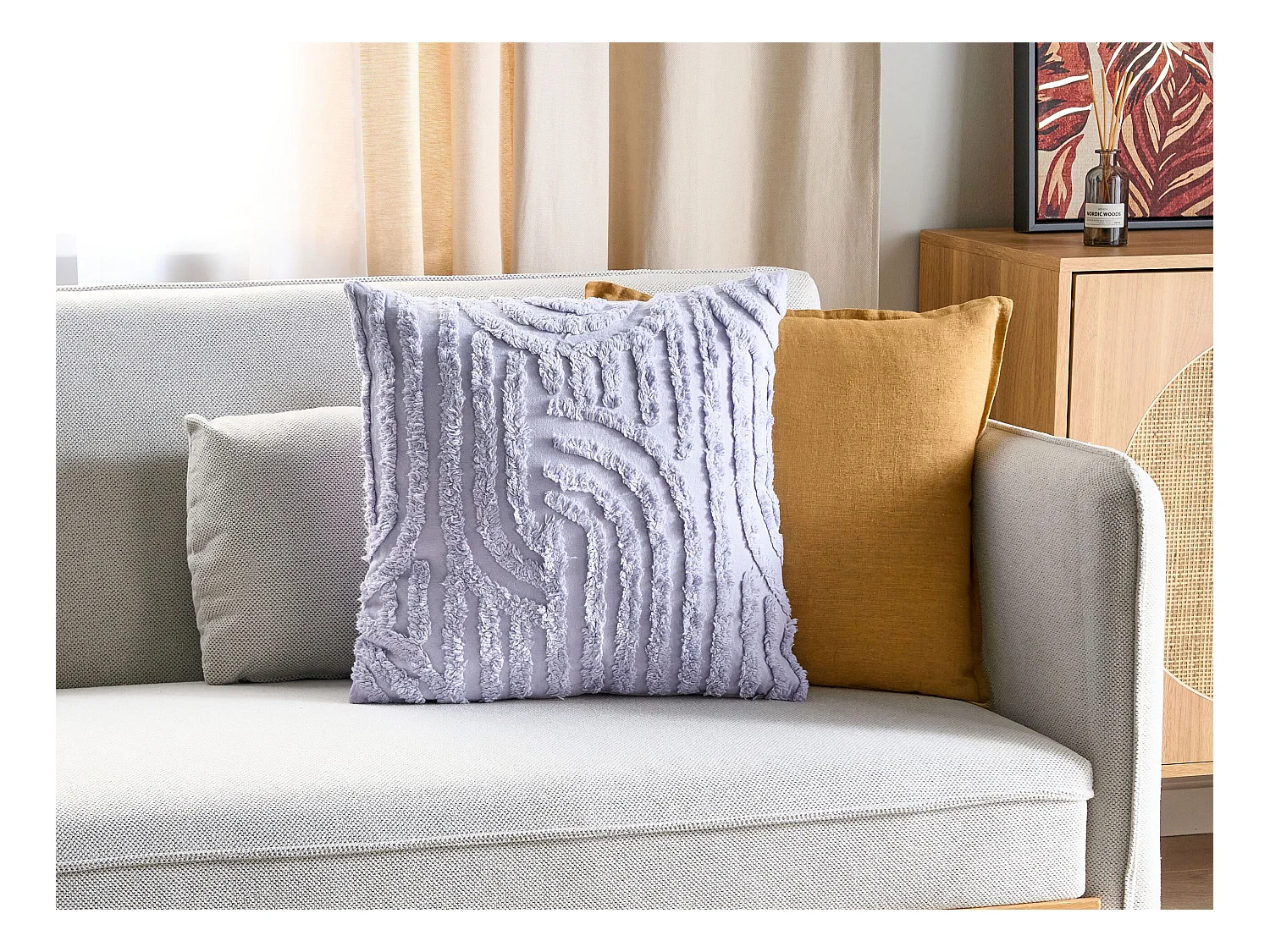 Coussin TELLIMA Coton 45 x 45 cm Violet Motif géométrique