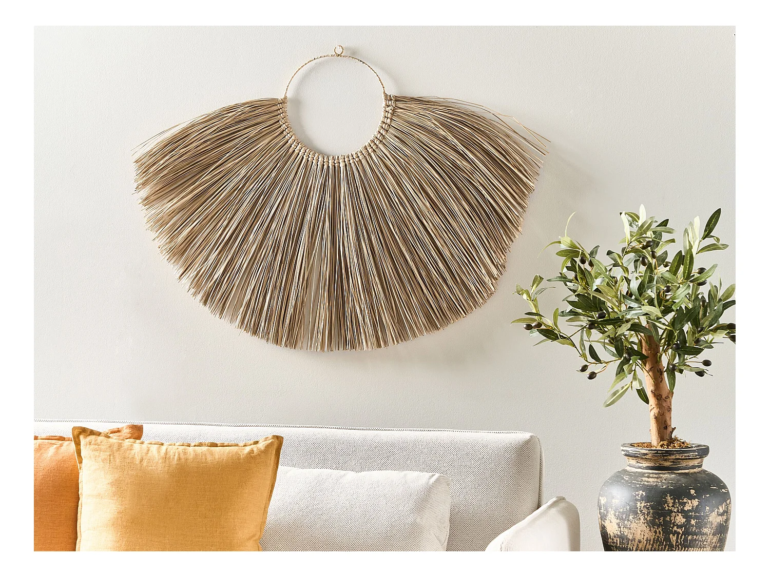 Wanddekoration Wasserhyazinthe natürlich 100x70 cm Wedelform Boho-Stil Hatinh