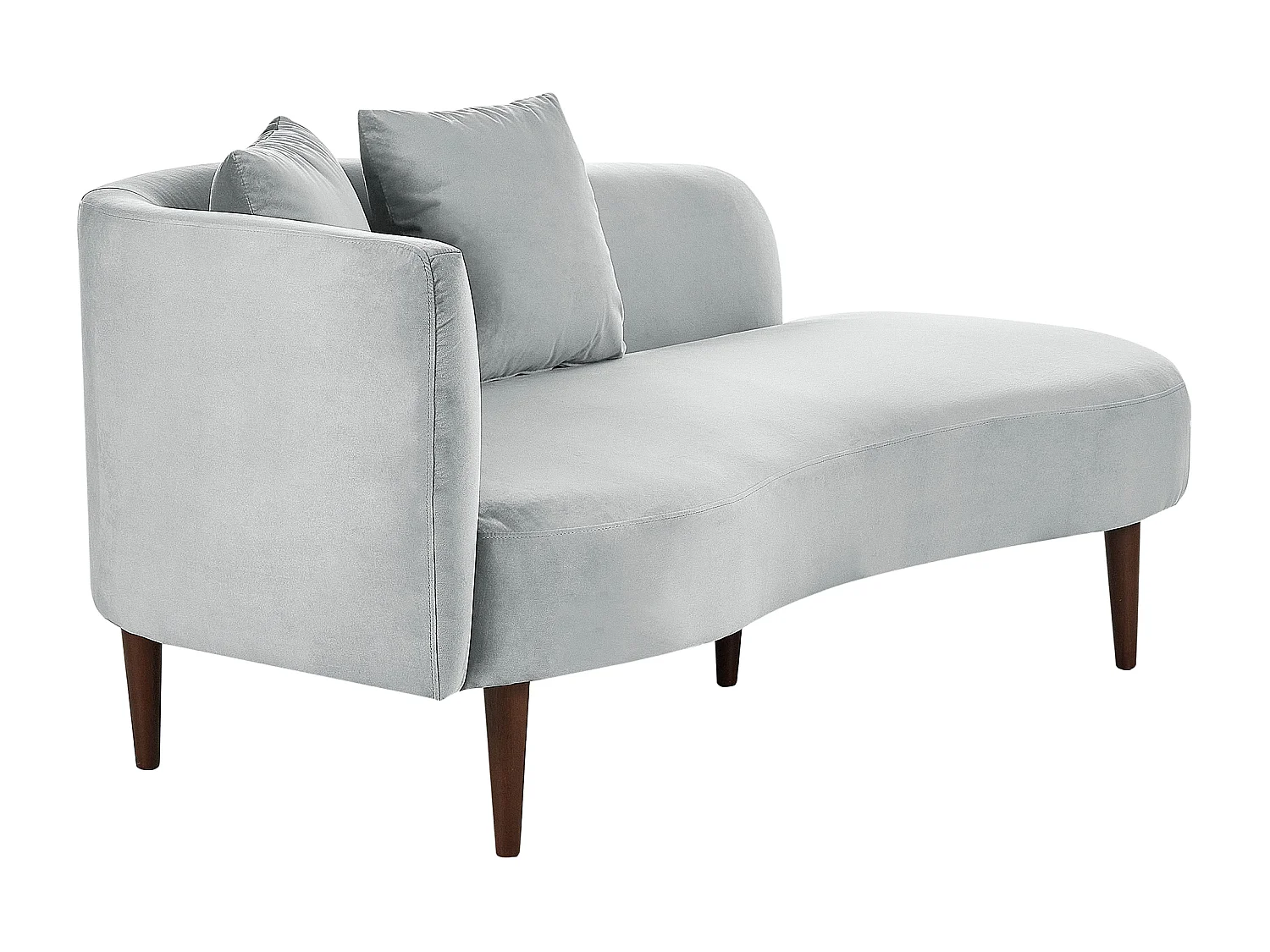 Chaise longue côté droite CHAUMONT Velours Gris clair