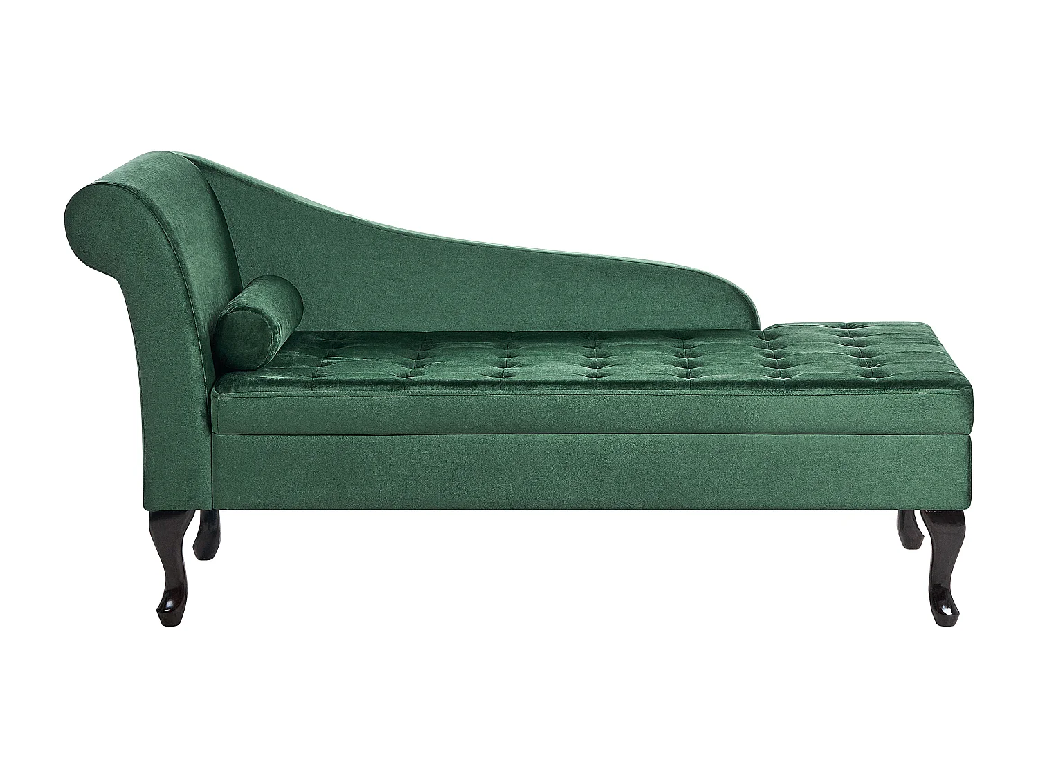 Chaise longue côté droite PESSAC Velours Vert foncé avec rangement