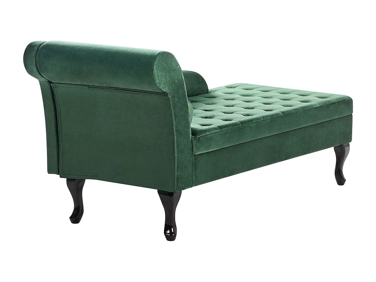 Chaise longue côté droite PESSAC Velours Vert foncé avec rangement