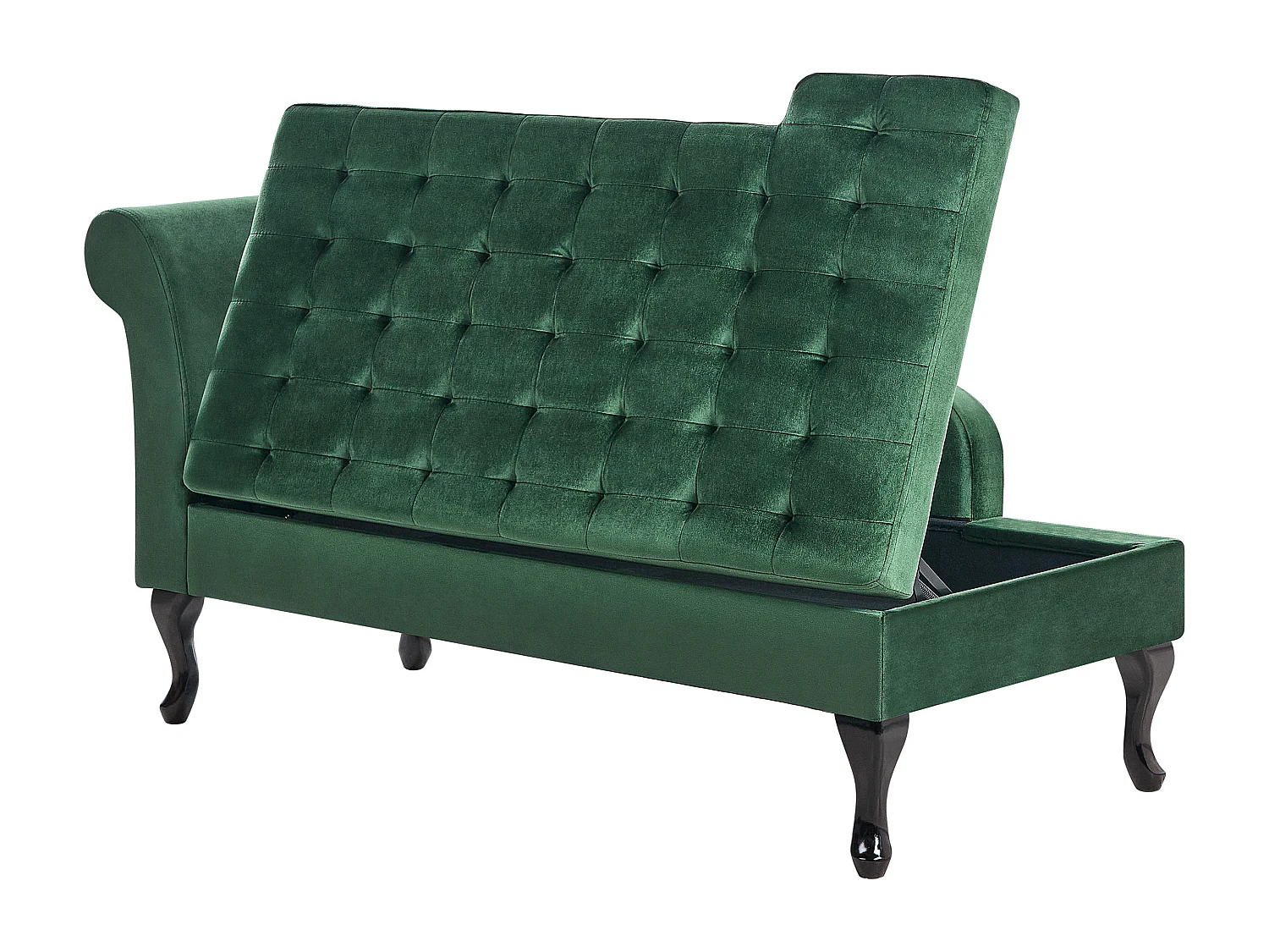 Chaise longue côté droite PESSAC Velours Vert foncé avec rangement