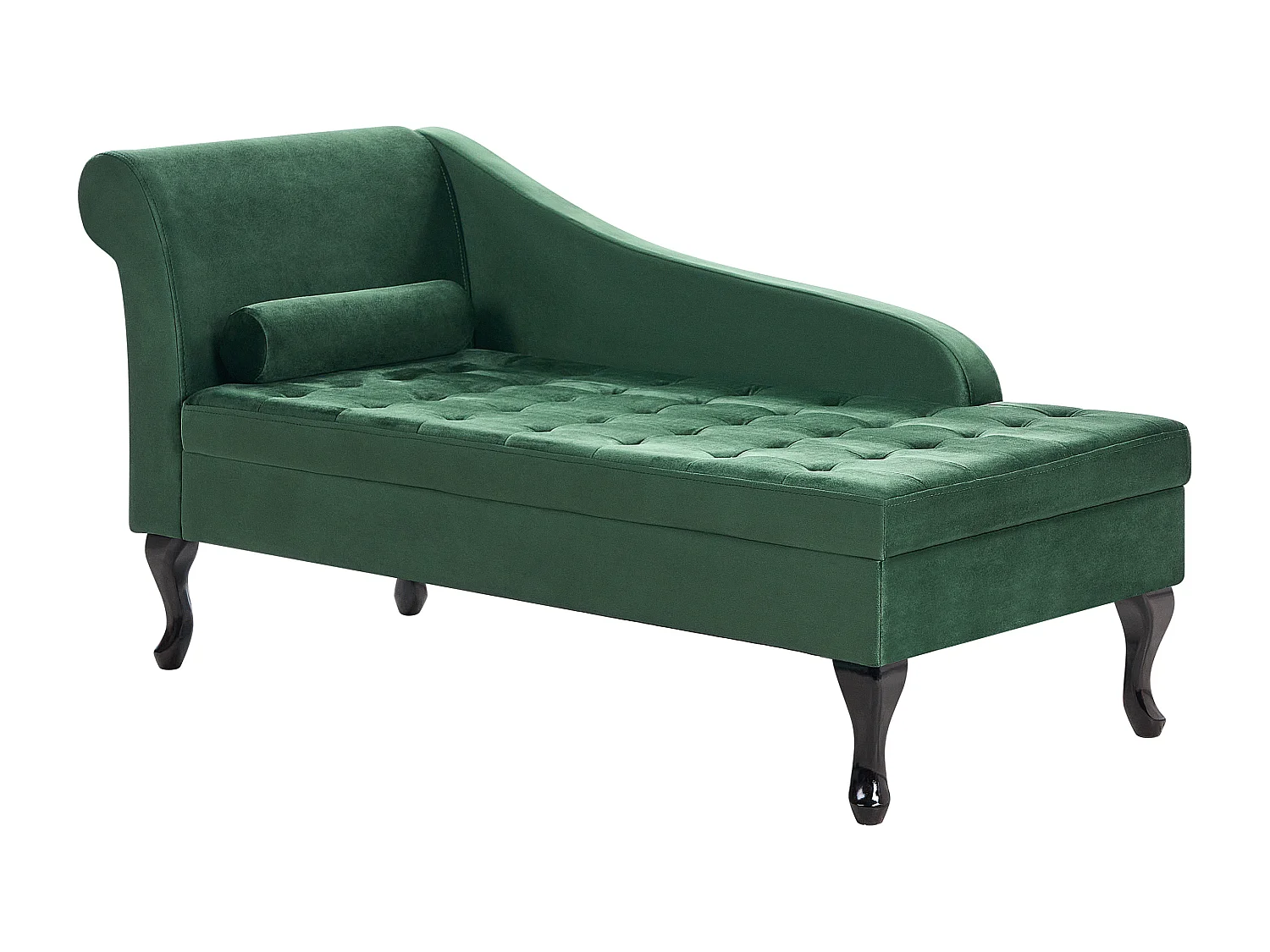 Chaise longue côté droite PESSAC Velours Vert foncé avec rangement