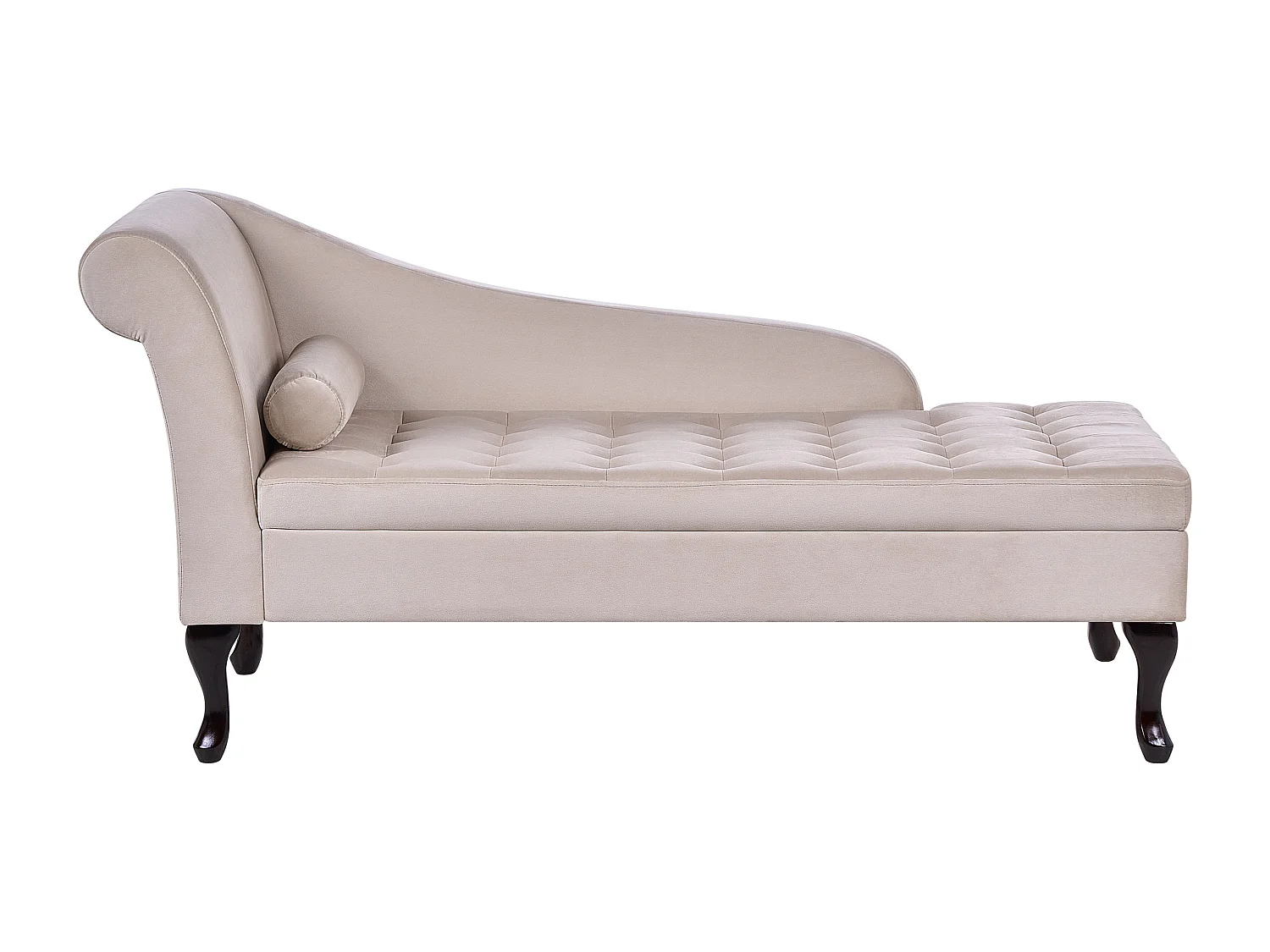 Chaise longue versione sinistra PESSAC Velluto Beige con contenitore