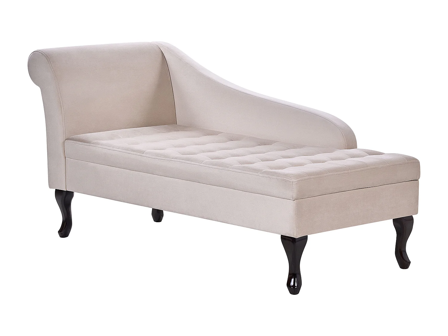 Chaise longue versione sinistra PESSAC Velluto Beige con contenitore