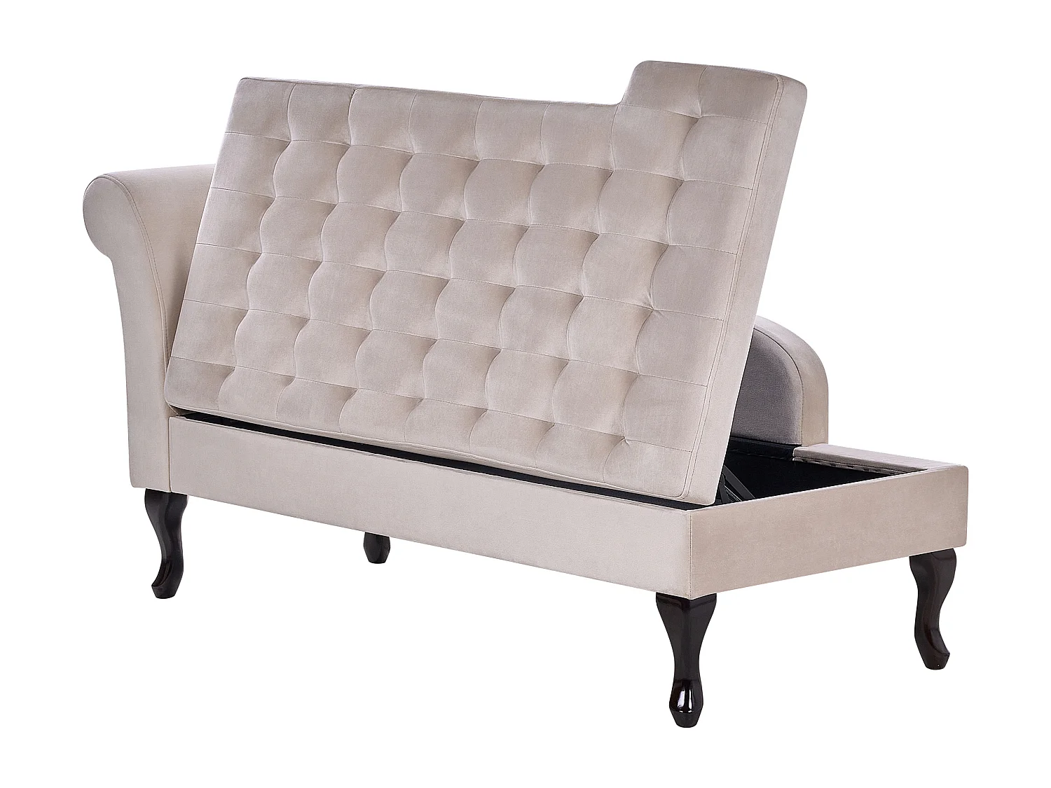 Linkszijdige chaise longue PESSAC Fluweel Beige met opbergruimte