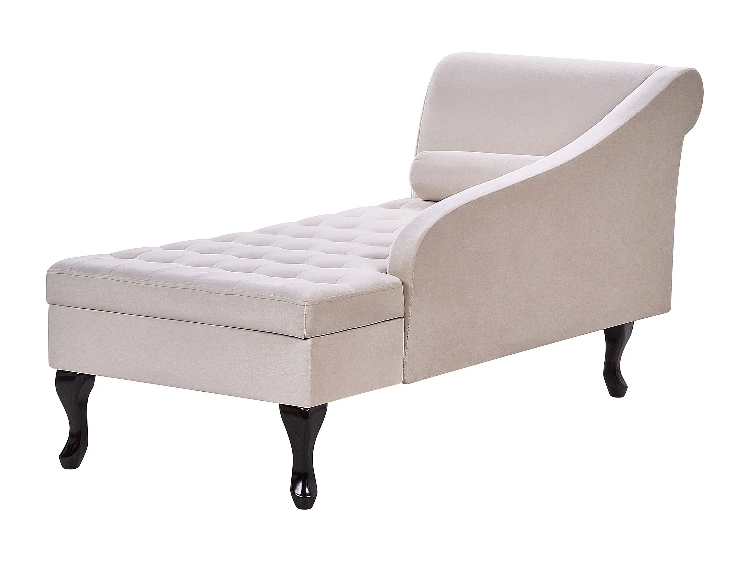 Linkszijdige chaise longue PESSAC Fluweel Beige met opbergruimte
