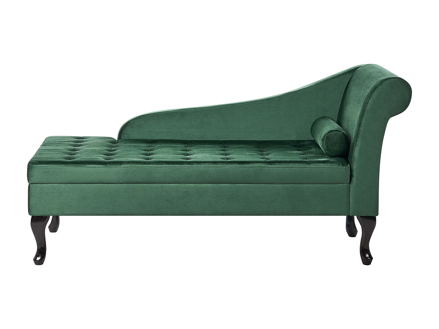 Chaise longue à direita PESSAC Veludo Verde escuro com arrumação