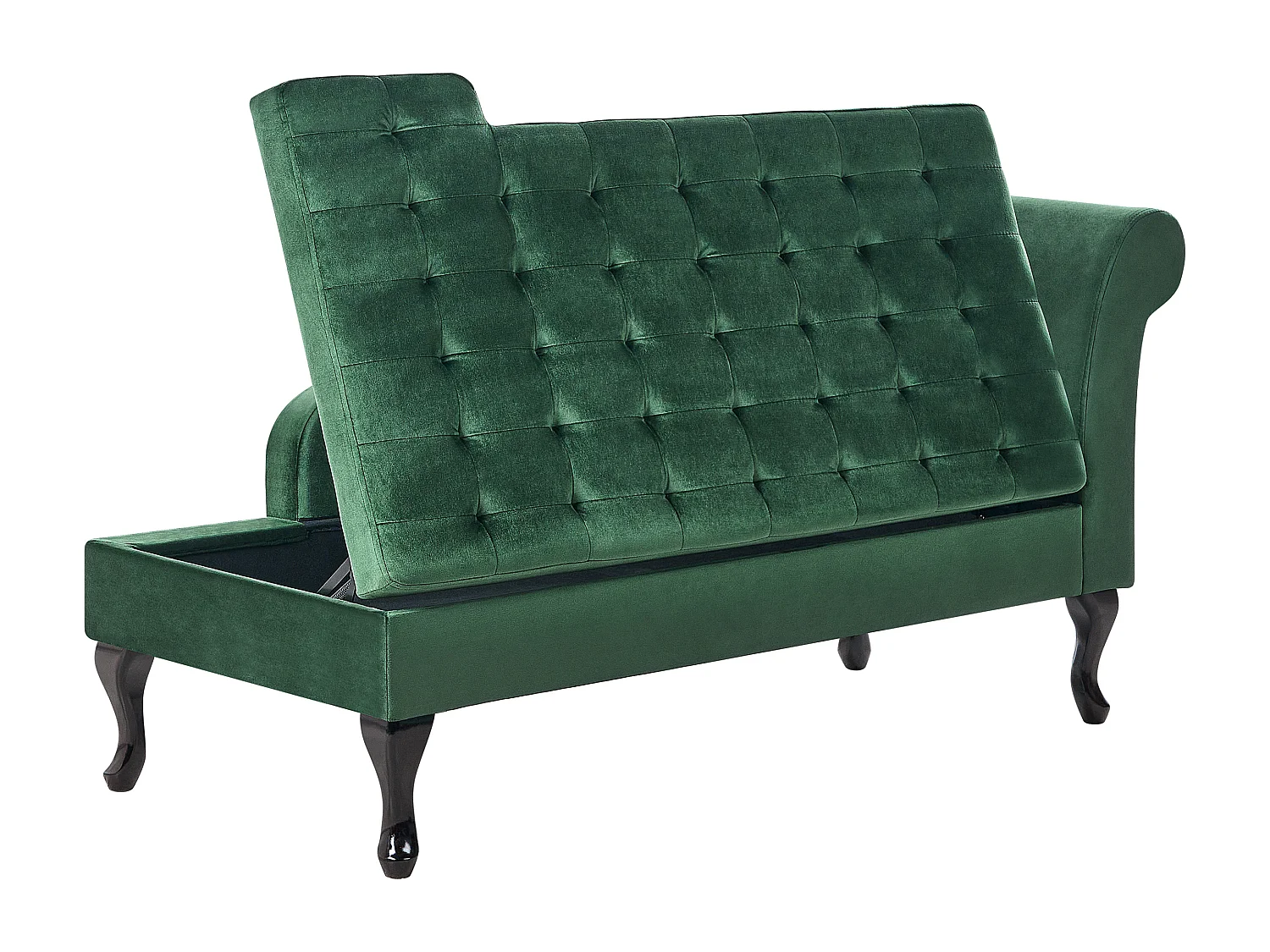 Chaise longue à direita PESSAC Veludo Verde escuro com arrumação