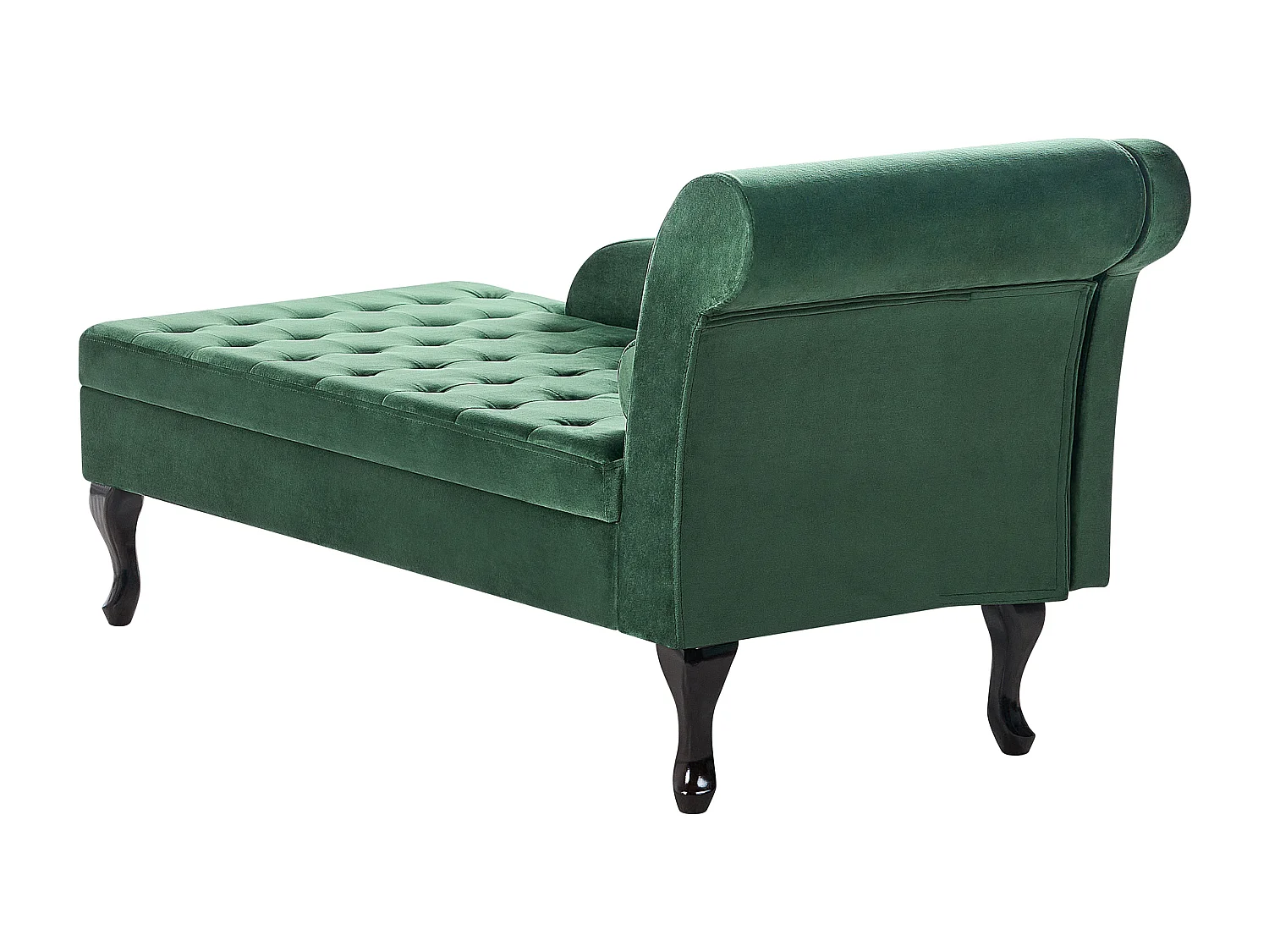 Chaise longue à direita PESSAC Veludo Verde escuro com arrumação