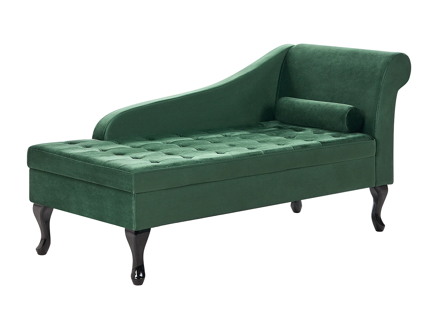 Chaise longue côté droit PESSAC Velours Vert foncé avec rangement
