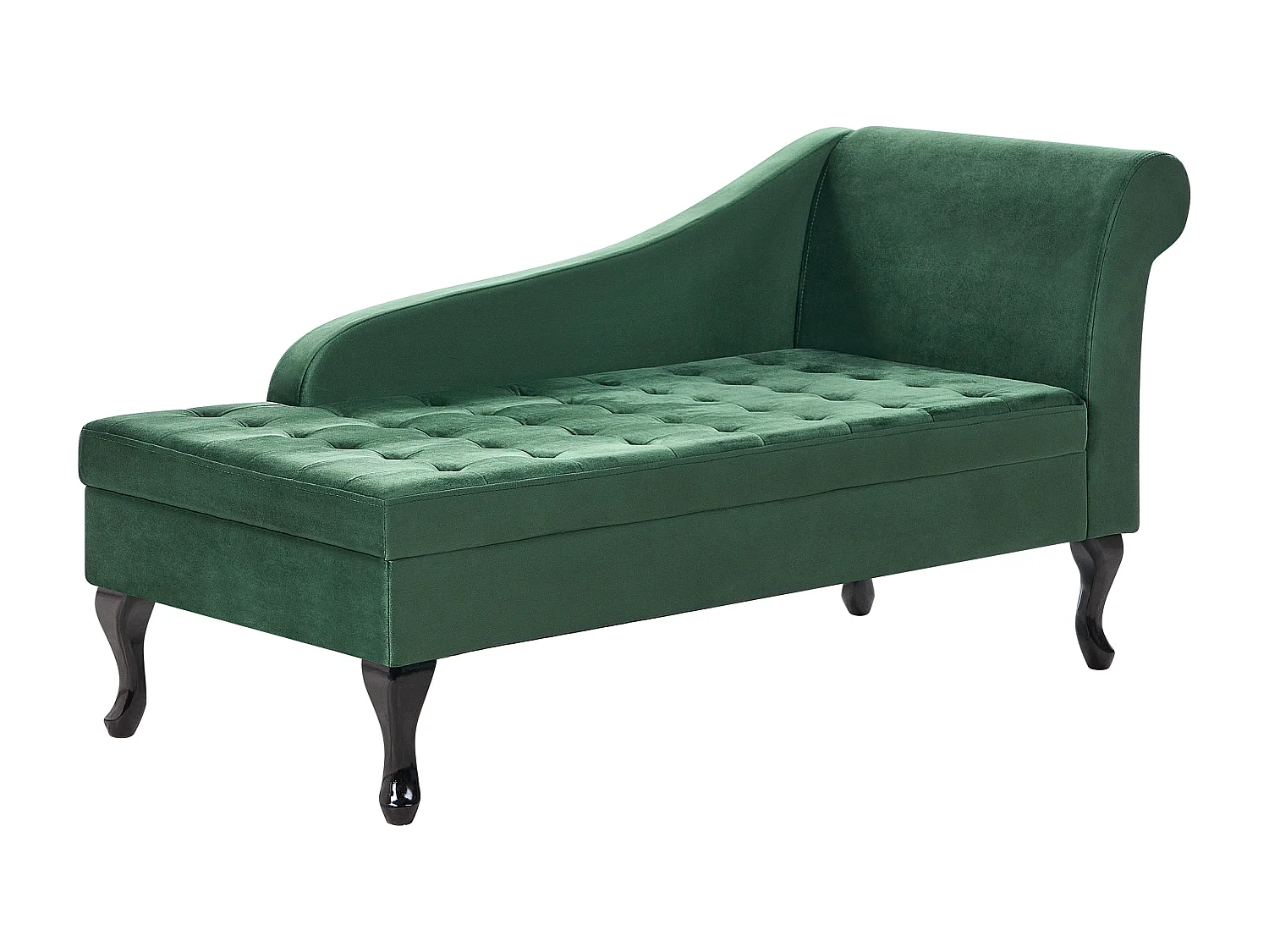 Chaise longue côté droit PESSAC Velours Vert foncé avec rangement