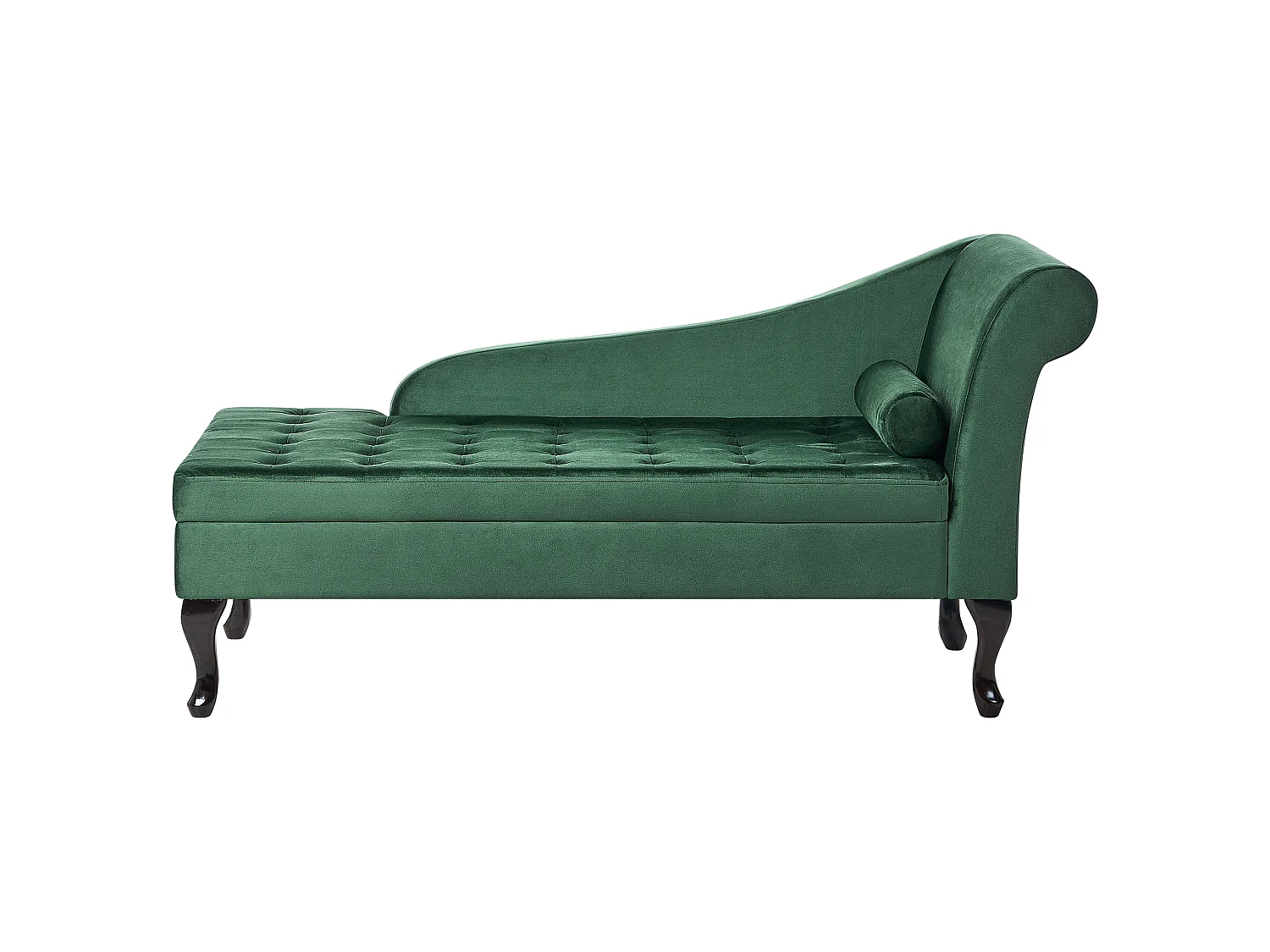Chaise longue côté droit PESSAC Velours Vert foncé avec rangement