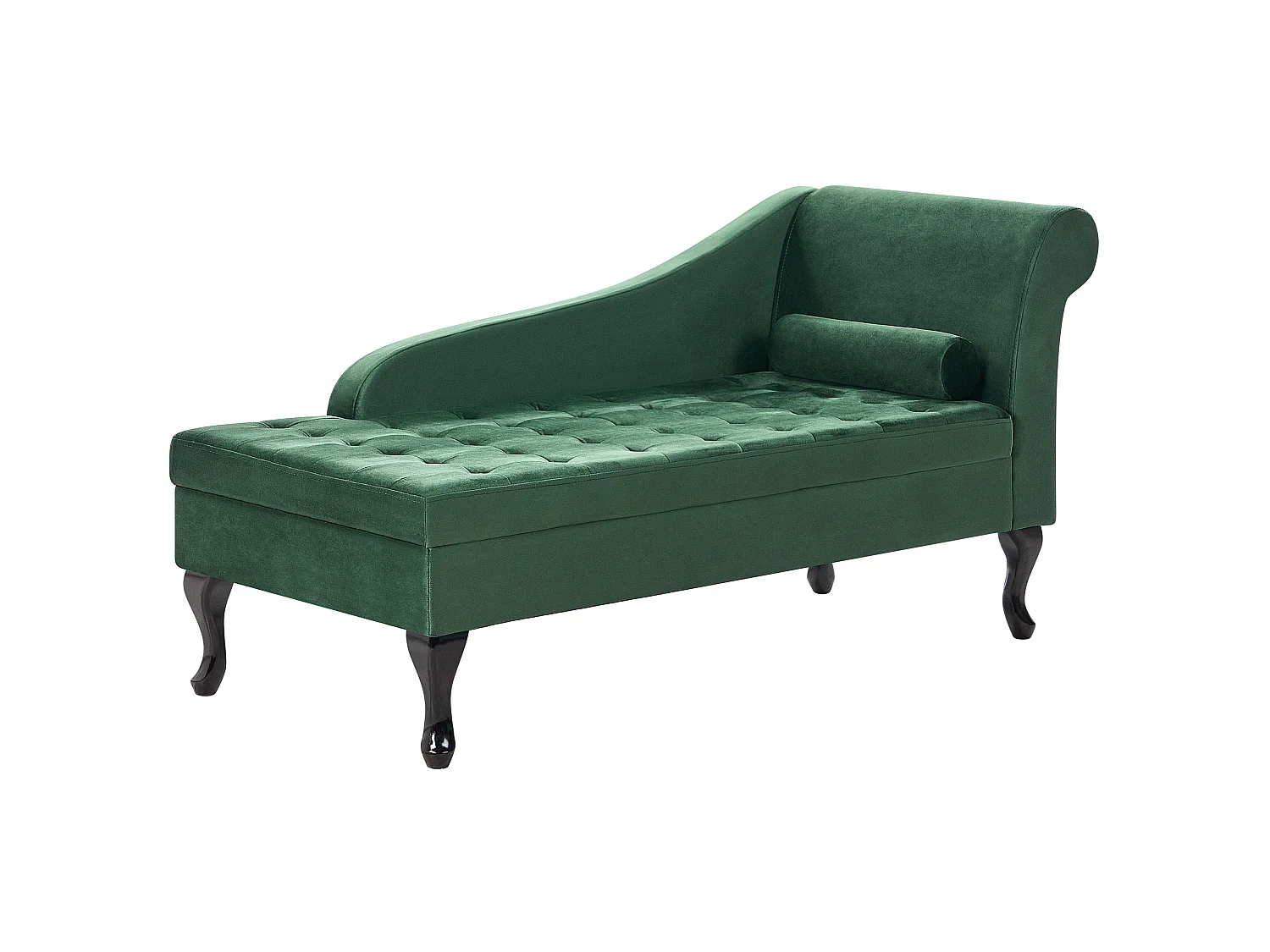 Chaise longue côté droit PESSAC Velours Vert foncé avec rangement