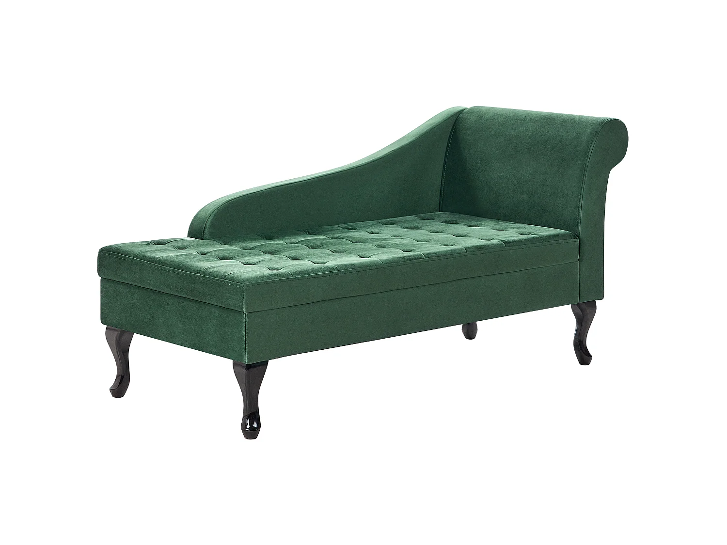 Chaise longue côté droit PESSAC Velours Vert foncé avec rangement