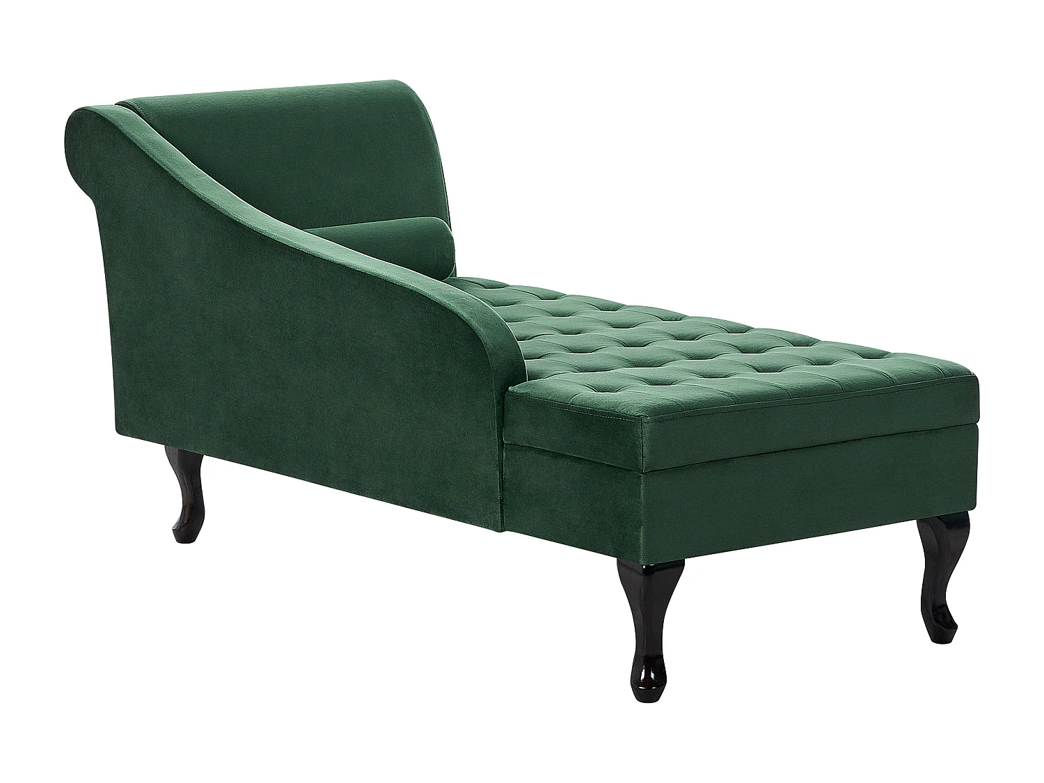 Chaise longue côté droit PESSAC Velours Vert foncé avec rangement