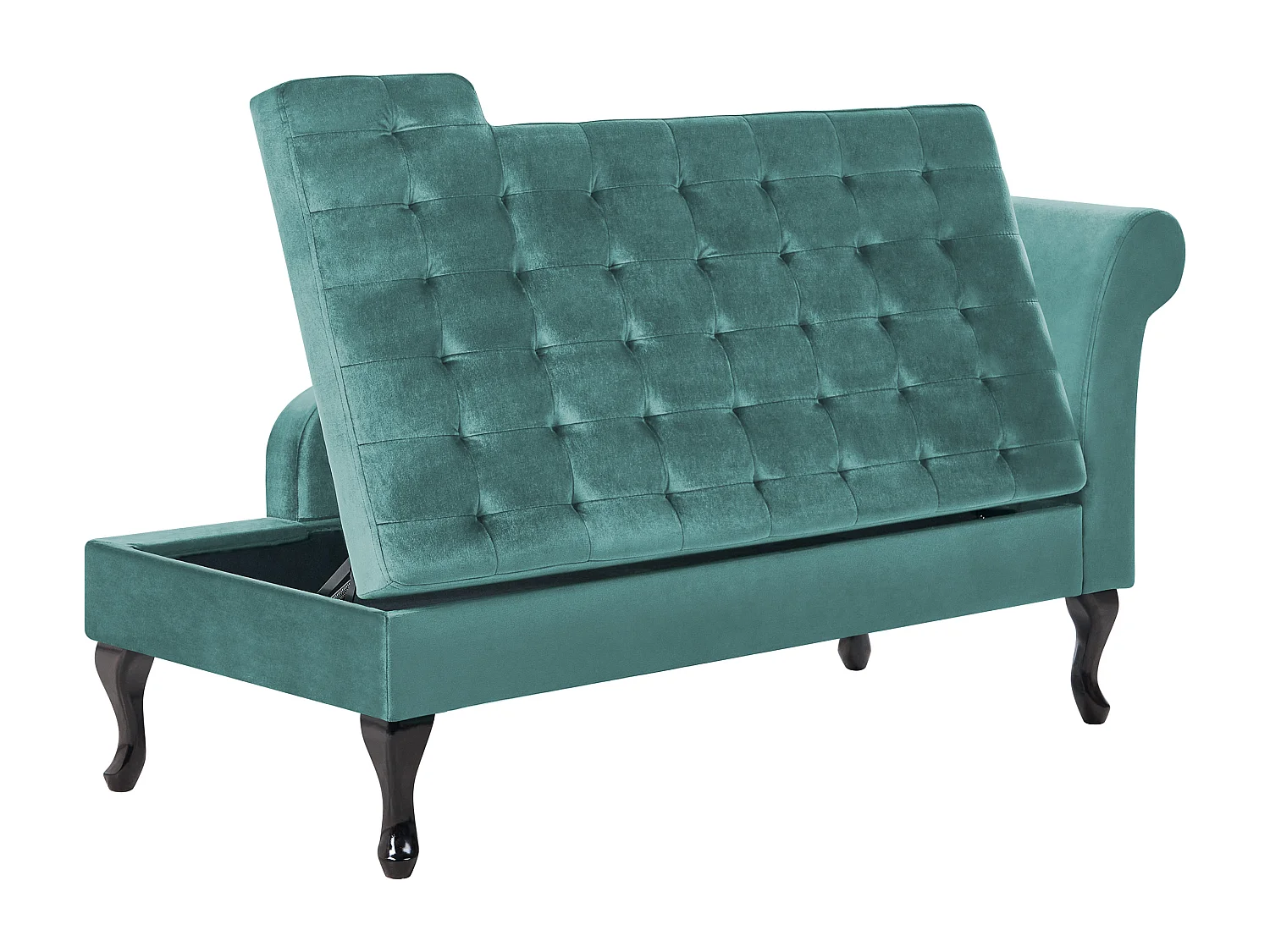 Chaise longue derecho PESSAC Terciopelo Verde azulado con almacenaje