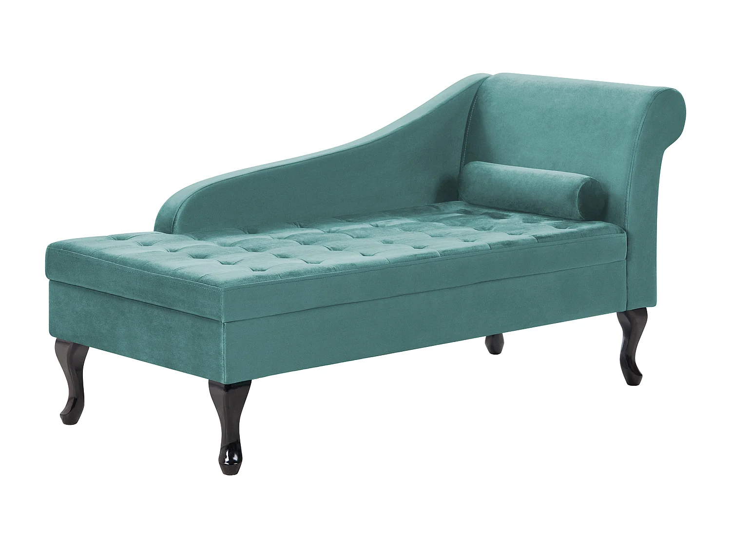 Chaise longue derecho PESSAC Terciopelo Verde azulado con almacenaje