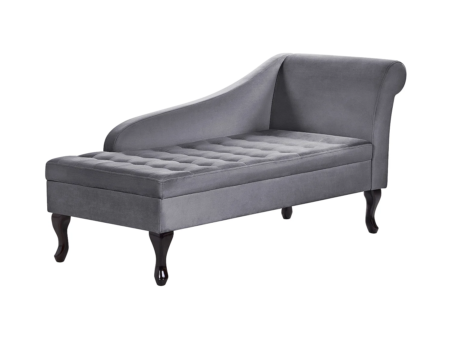 Rechtszijdige chaise longue PESSAC Fluweel Donkergrijs met opbergruimte