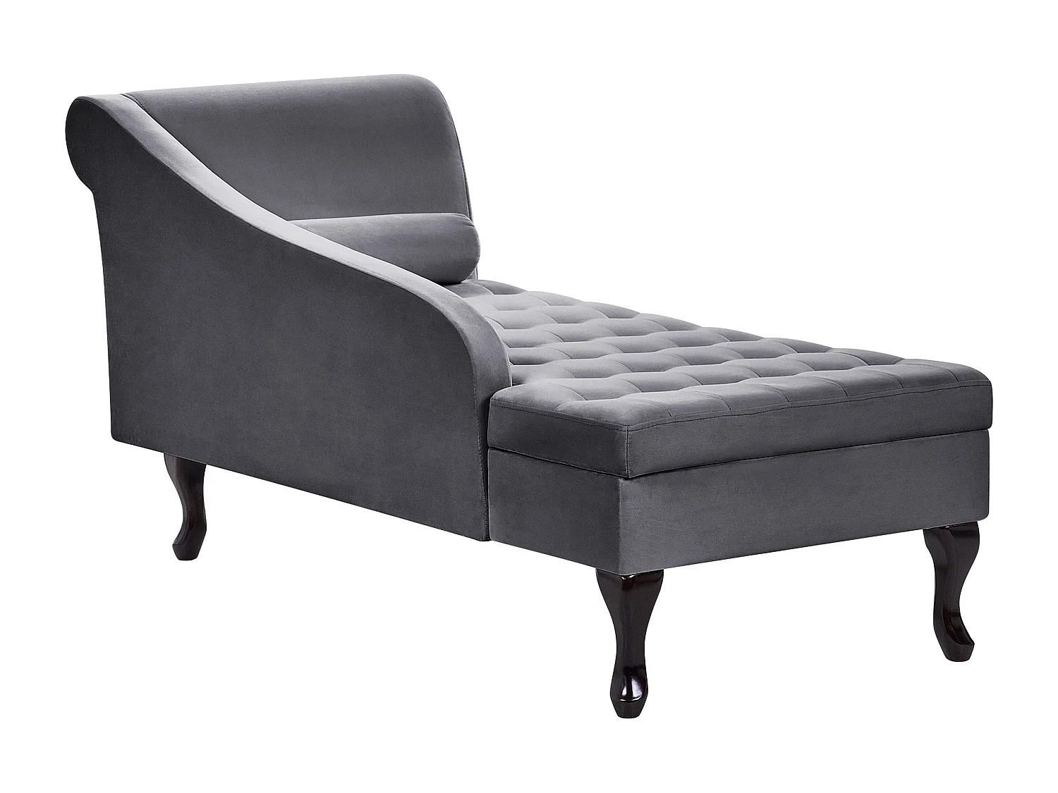 Rechtszijdige chaise longue PESSAC Fluweel Donkergrijs met opbergruimte