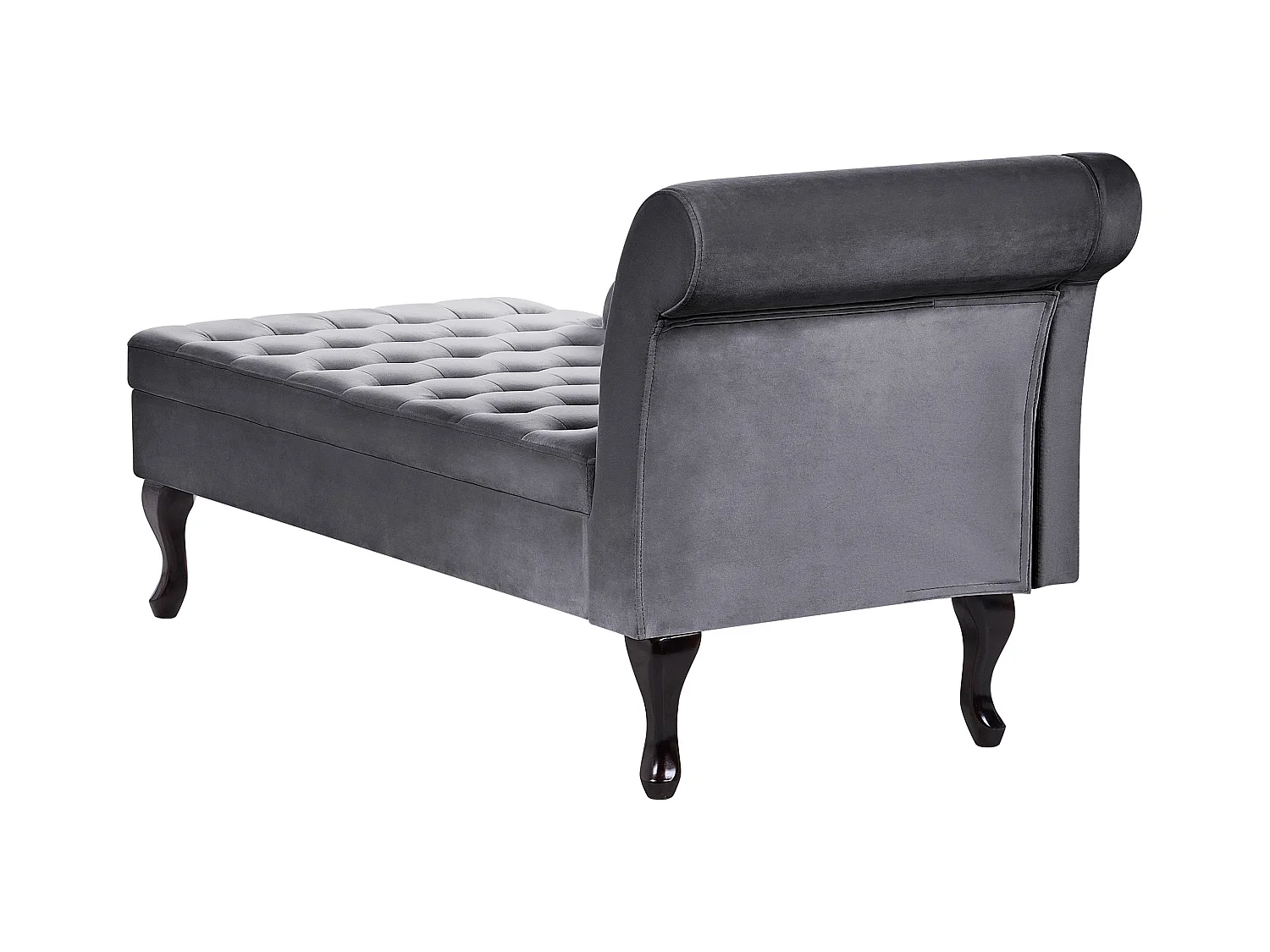 Rechtszijdige chaise longue PESSAC Fluweel Donkergrijs met opbergruimte