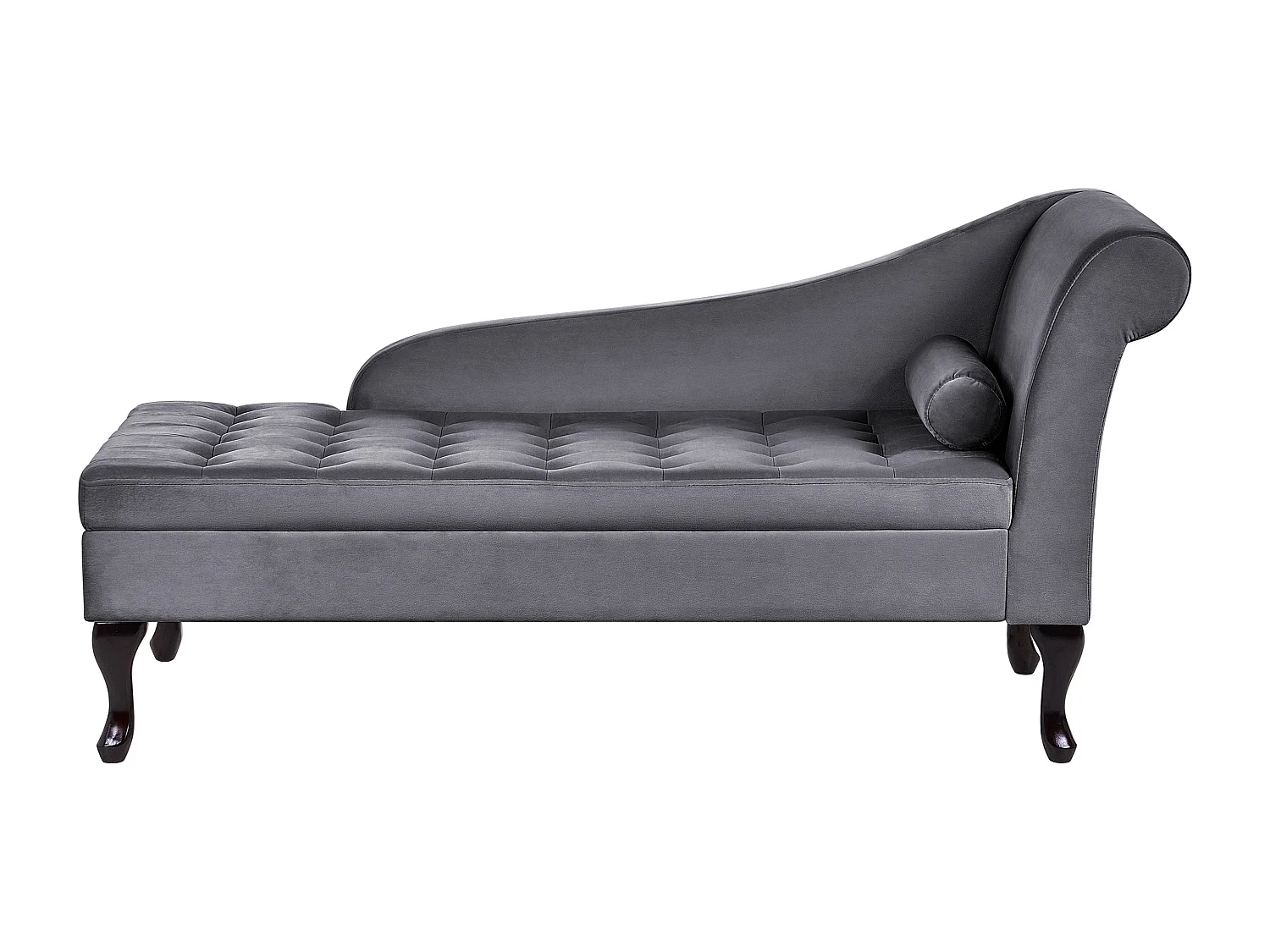 Rechtszijdige chaise longue PESSAC Fluweel Donkergrijs met opbergruimte