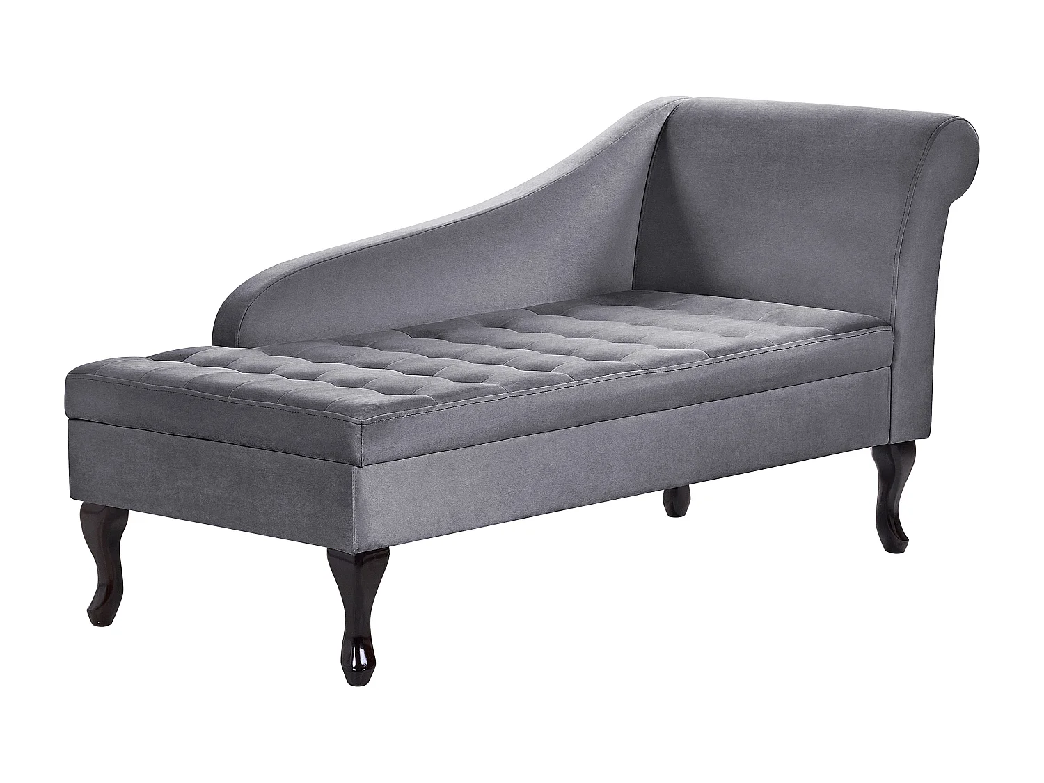 Rechtszijdige chaise longue PESSAC Fluweel Donkergrijs met opbergruimte